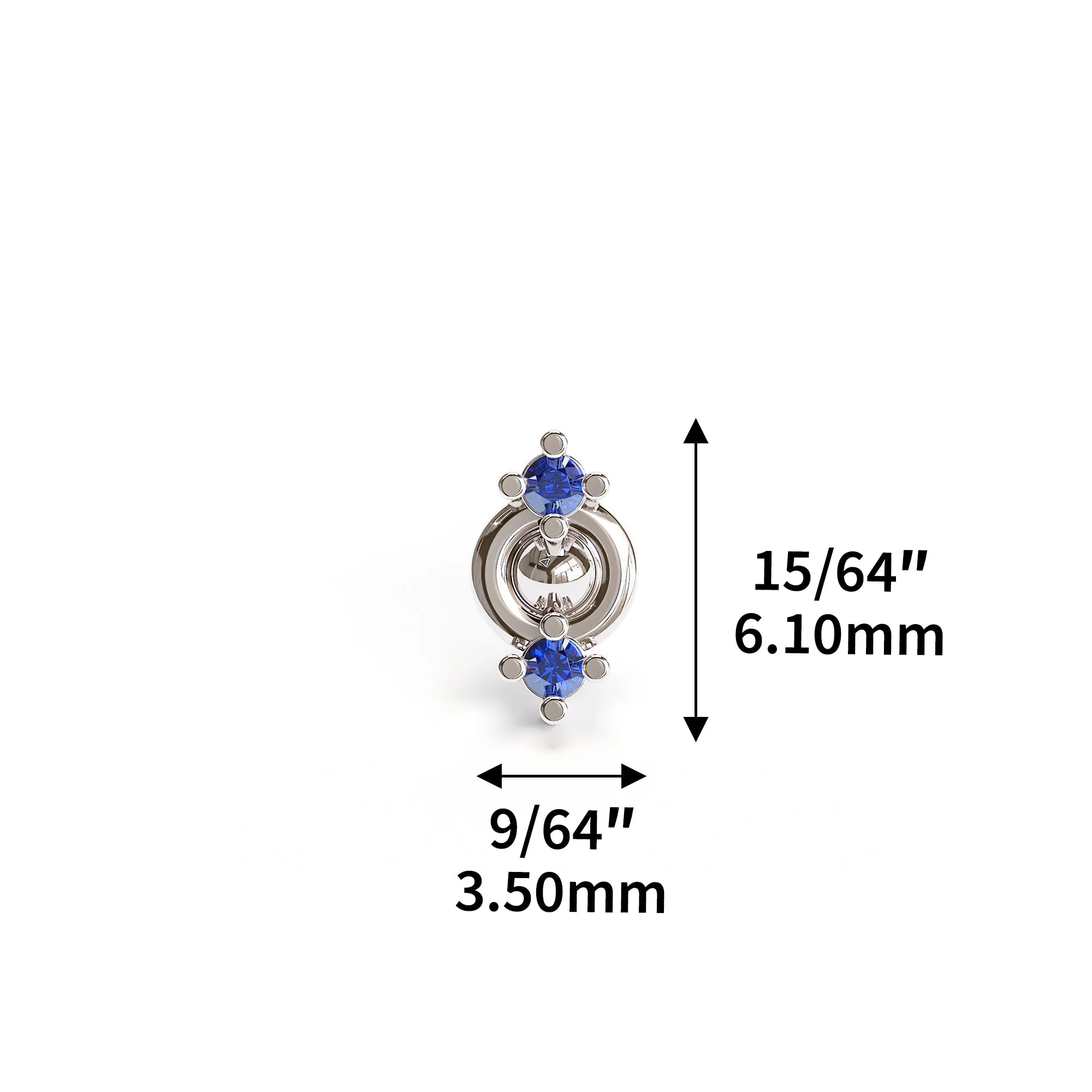 14K Gold Double Sapphire Stud