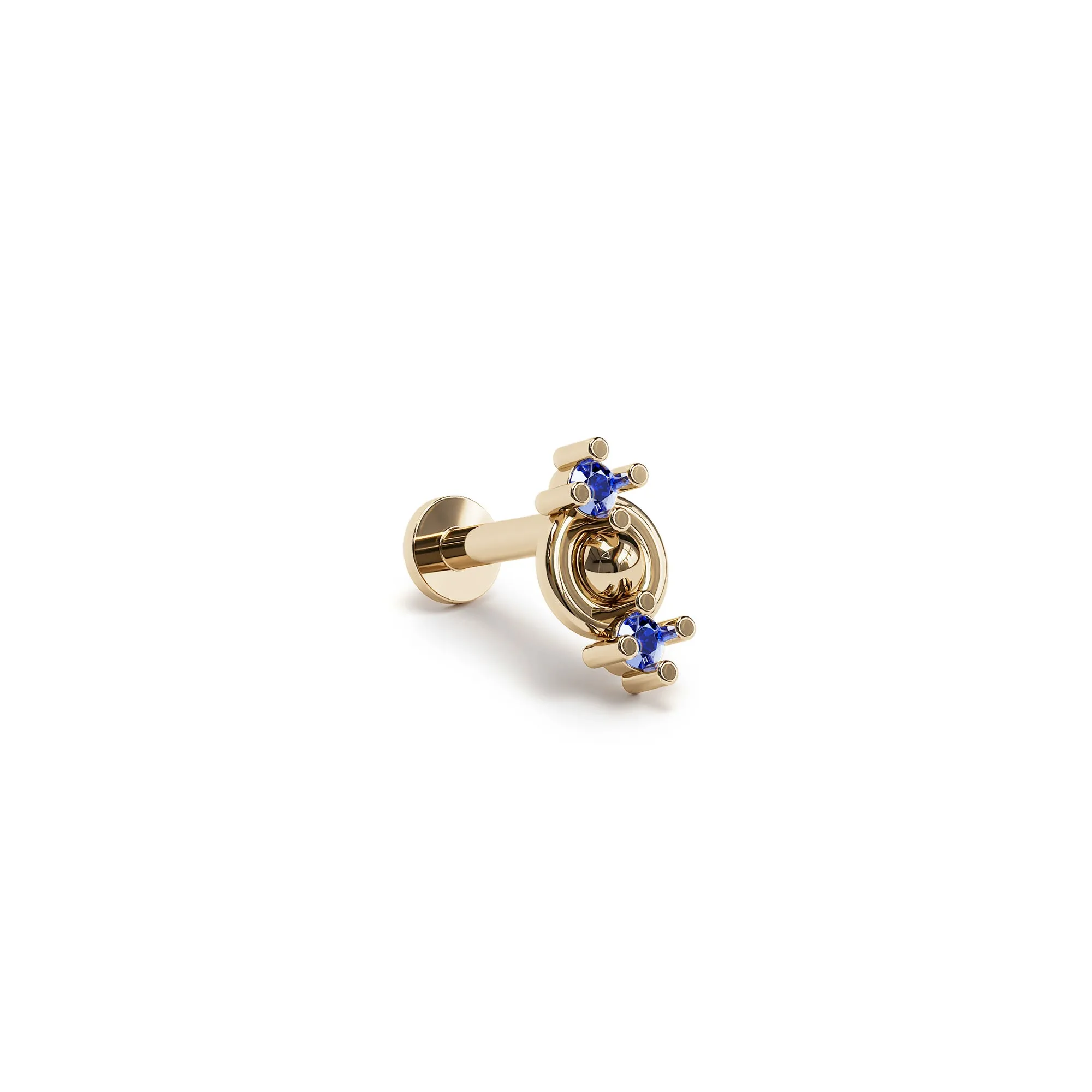 14K Gold Double Sapphire Stud