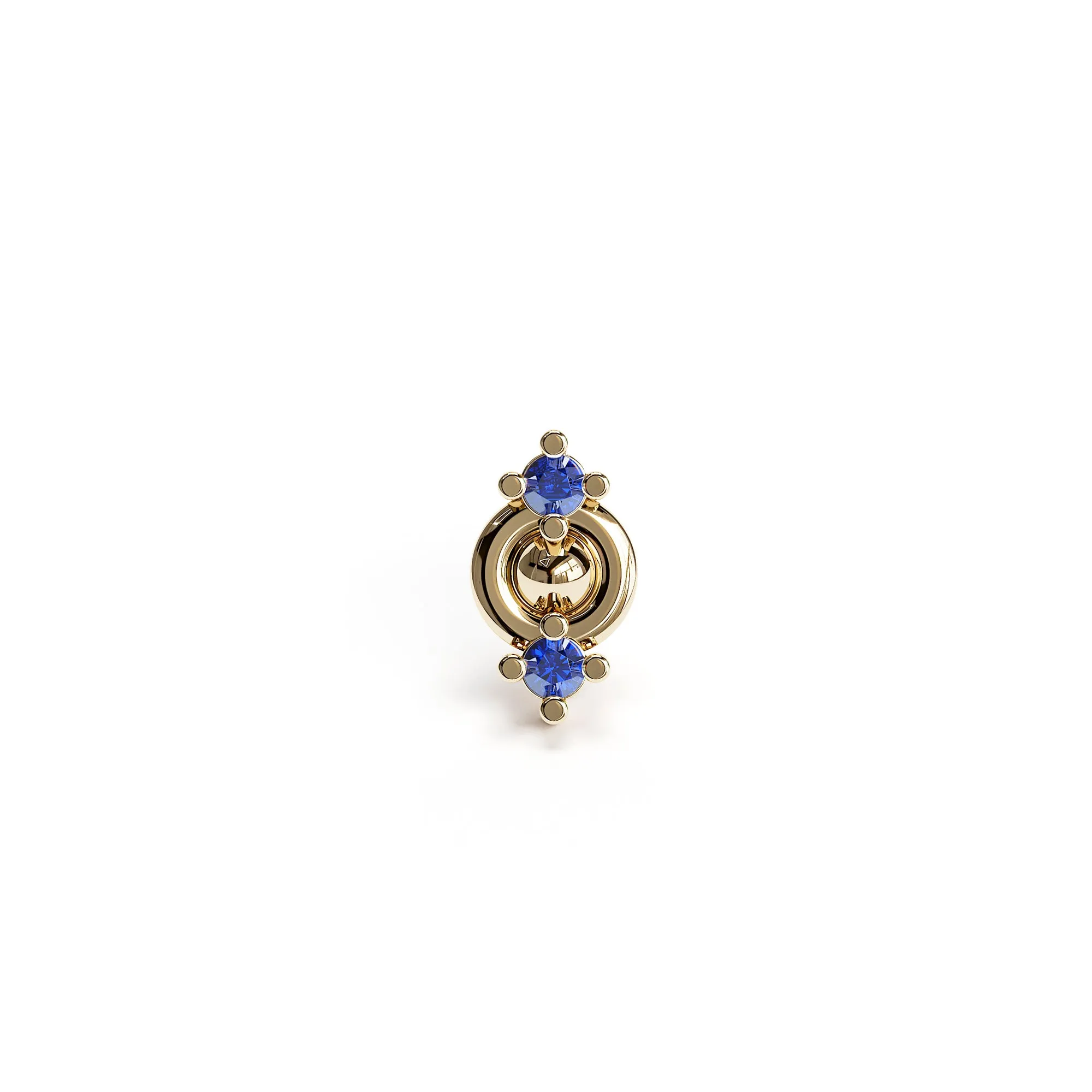 14K Gold Double Sapphire Stud