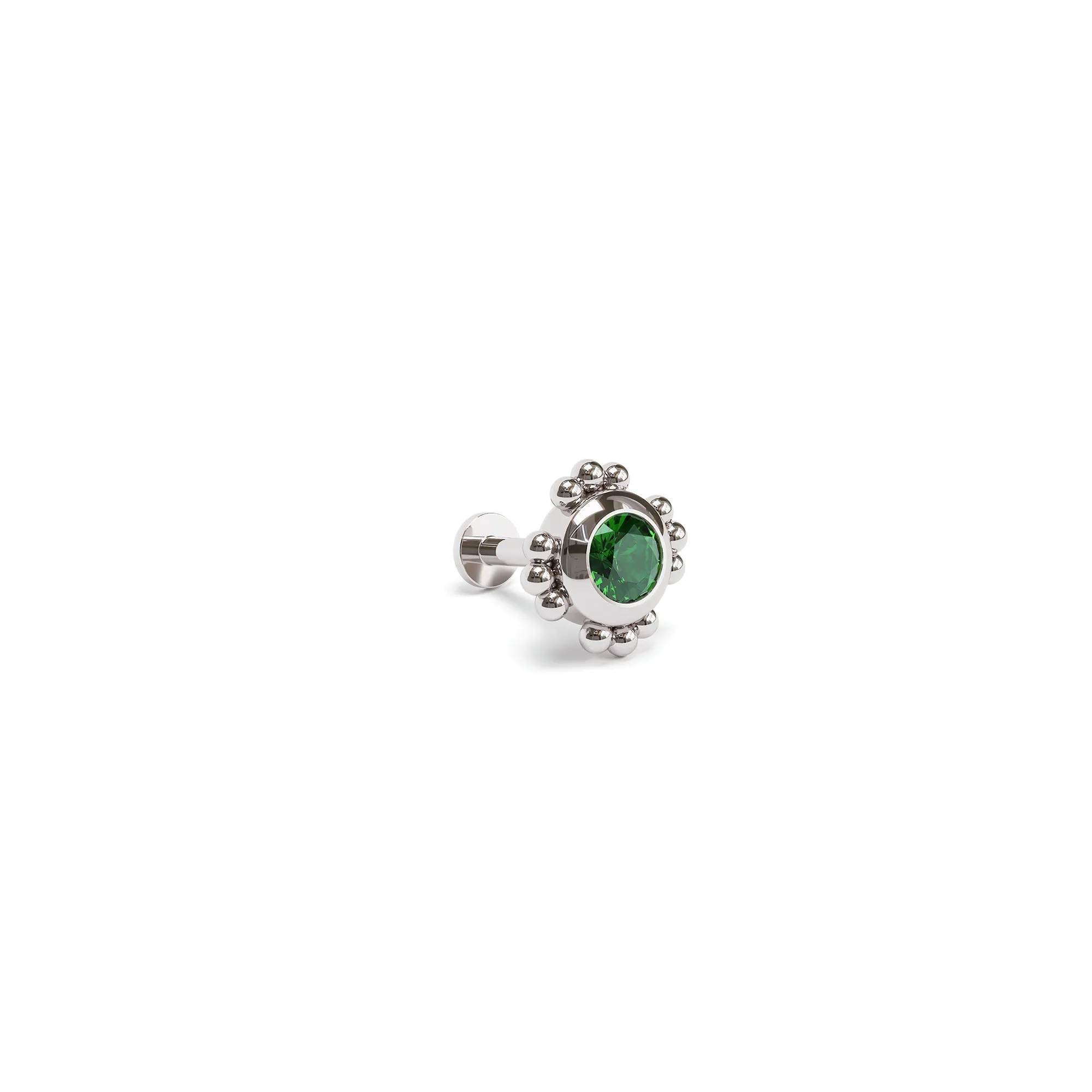 14K Gold Emerald Beaded Stud