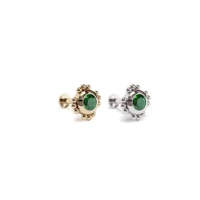 14K Gold Emerald Beaded Stud