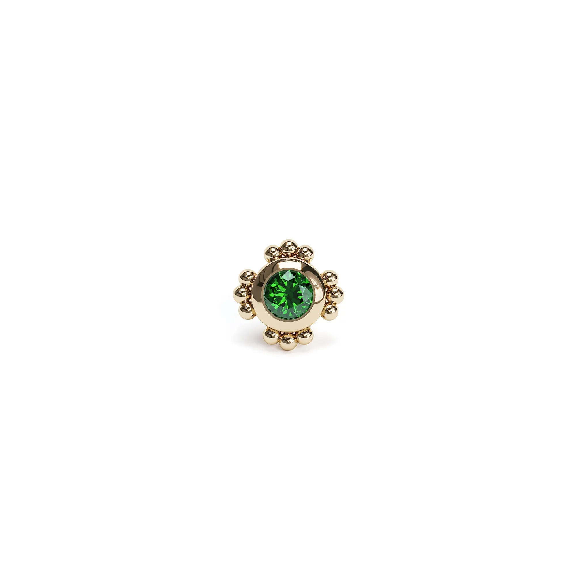 14K Gold Emerald Beaded Stud