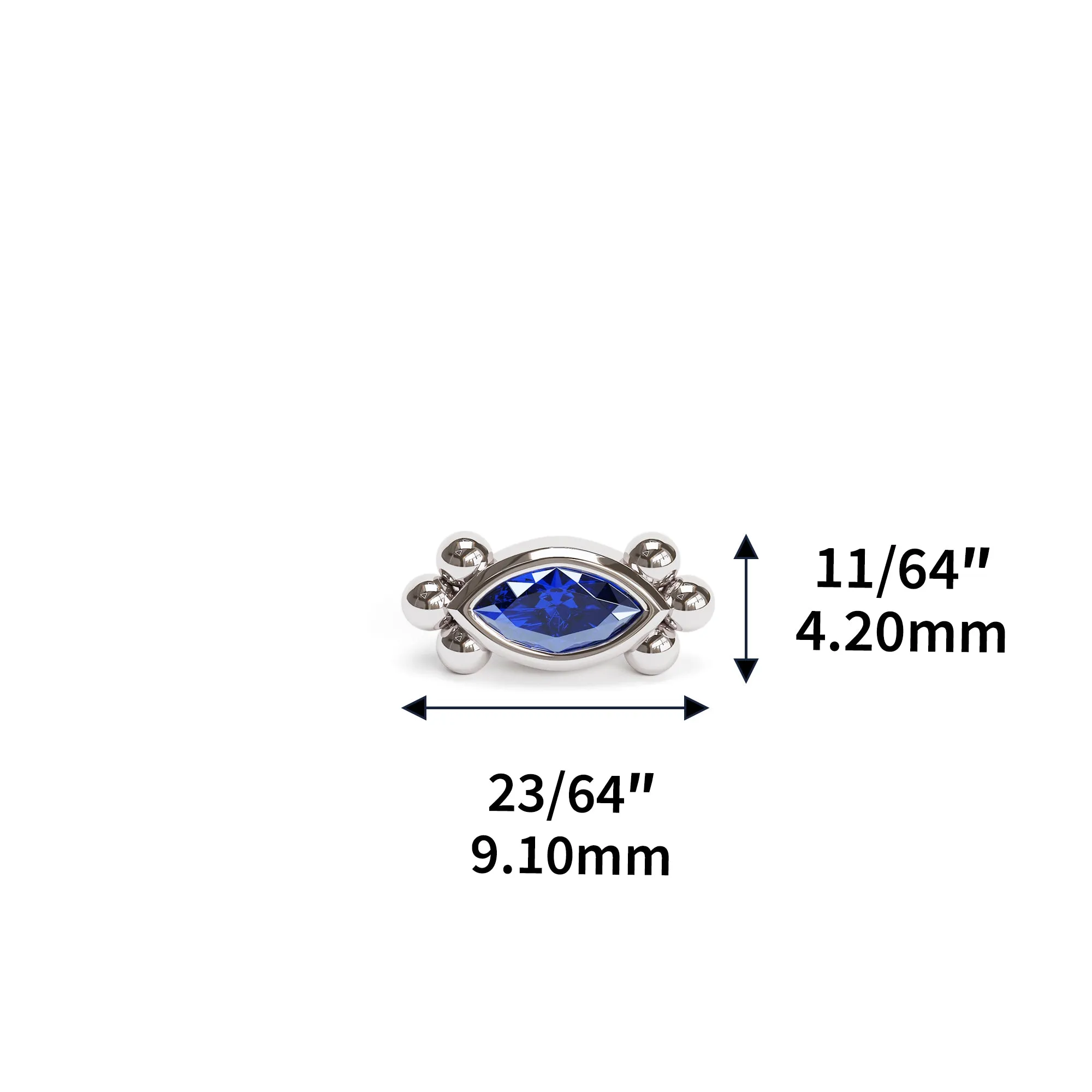 14K Gold Marquise Sapphire Beaded Stud