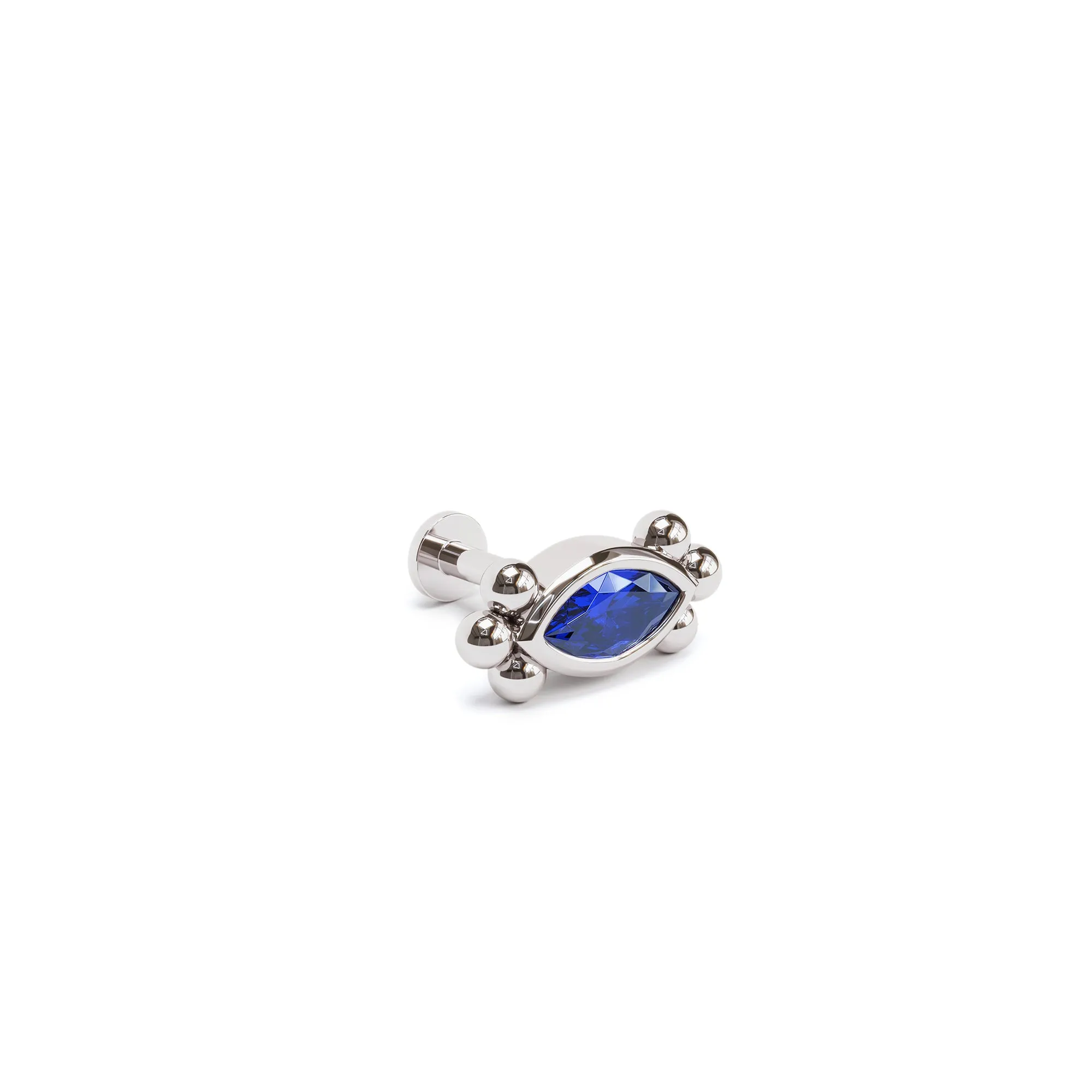 14K Gold Marquise Sapphire Beaded Stud