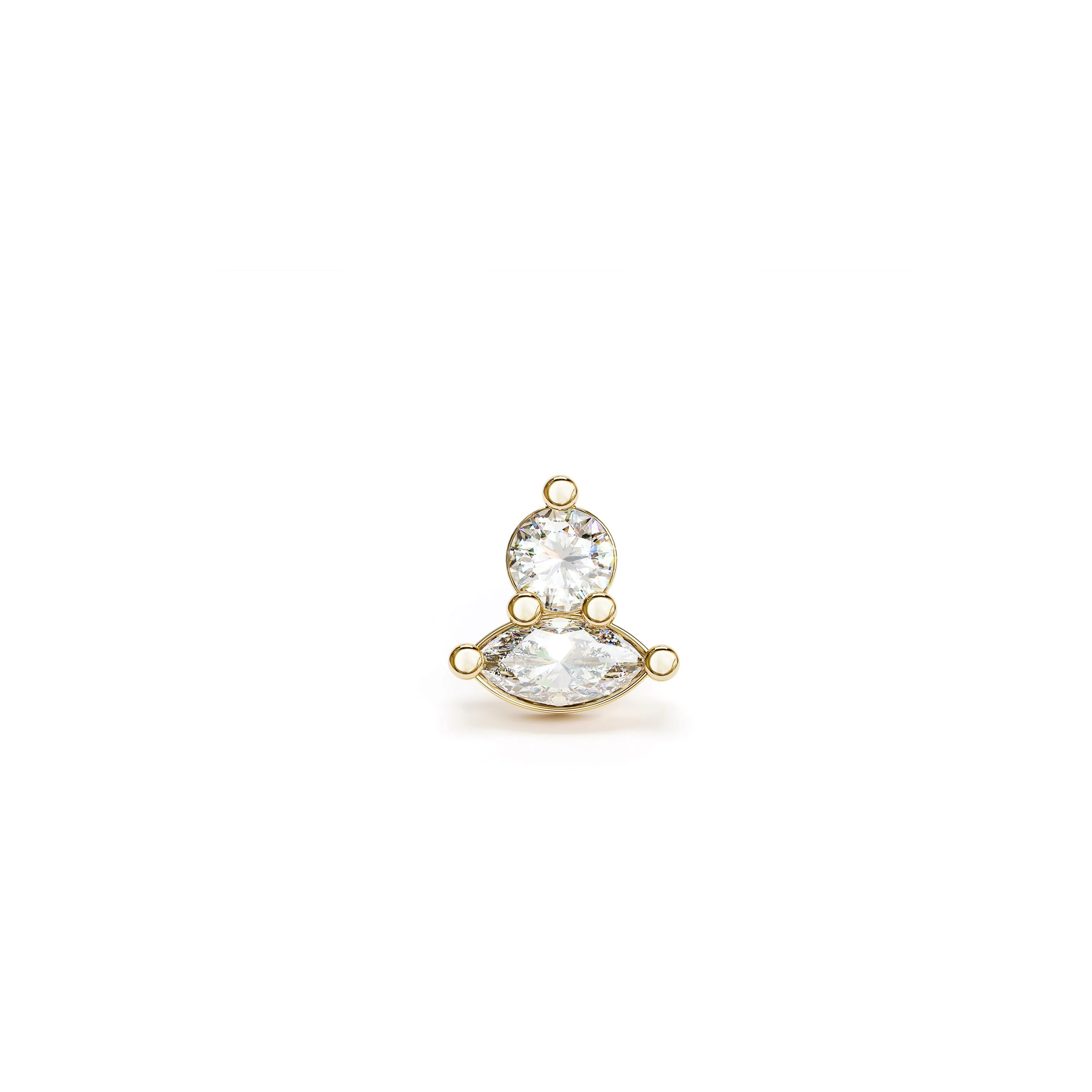 14K Gold Multi-Shape Diamond Stud