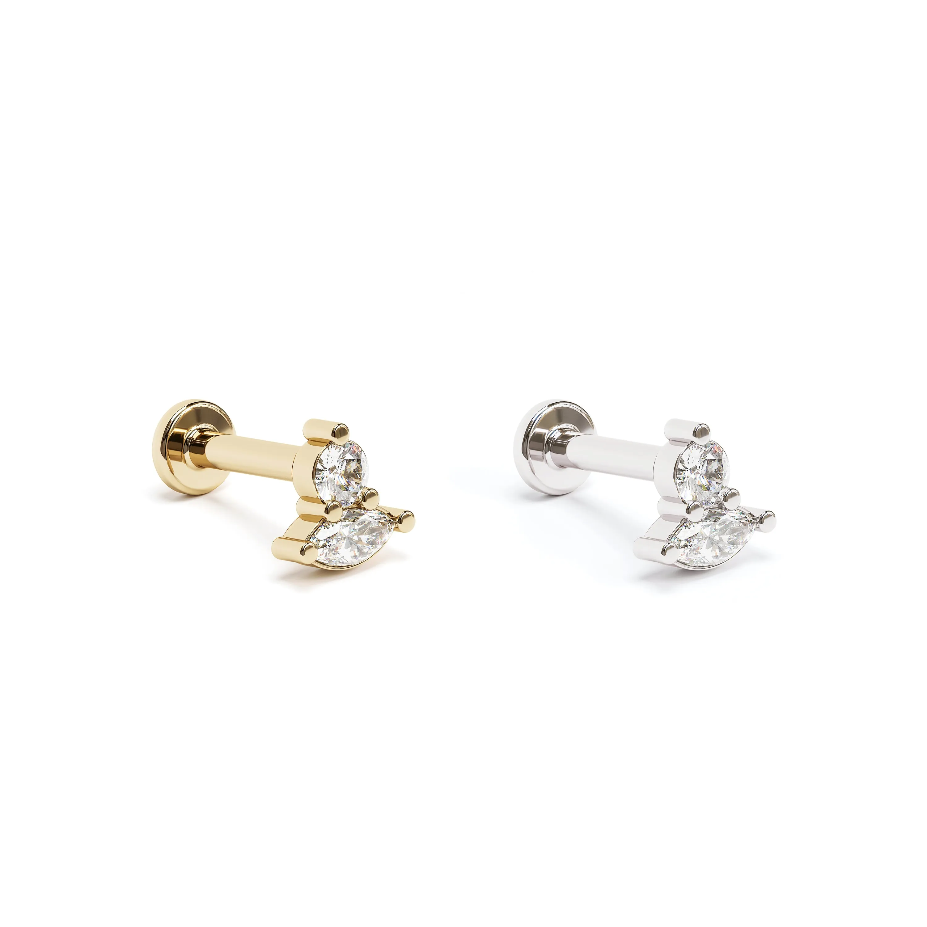 14K Gold Multi-Shape Diamond Stud