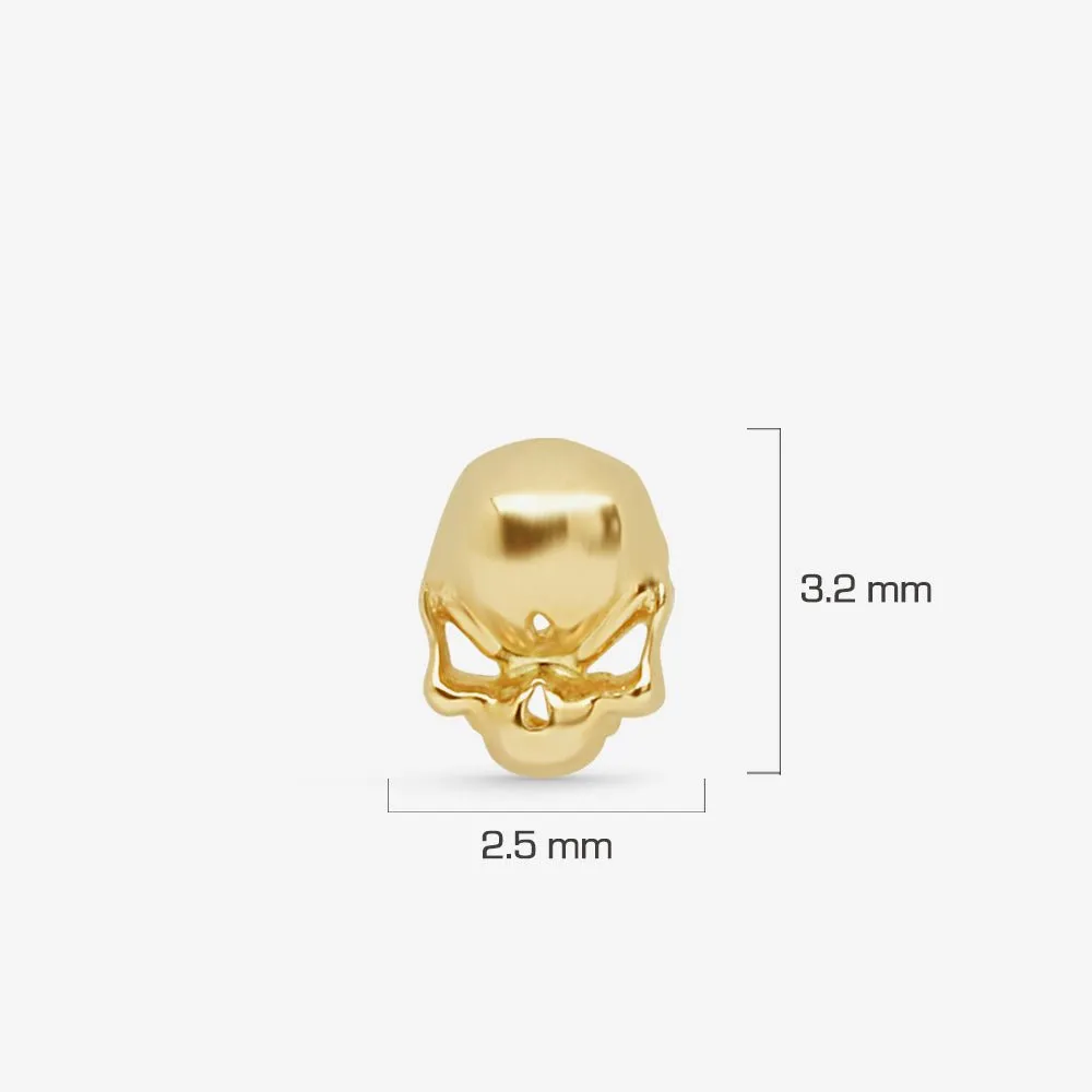 14K Solid Gold Skull Helix Cartilage Internally Threaded Flat Back Earring Labret Stud