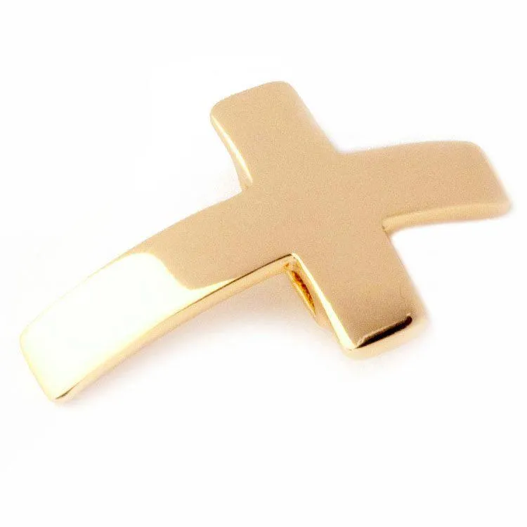 34 x 22mm Plain Cross Slider for Flat Leather - Bright Gold