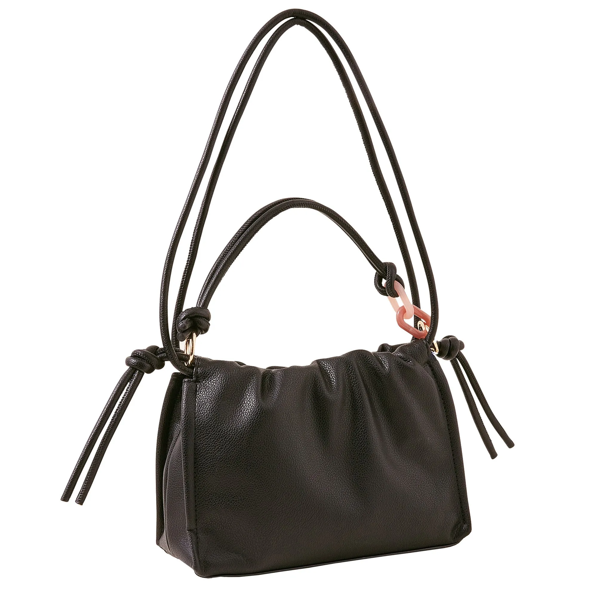 Accessorize London Women's Black Ruched Small Shoulder Bag