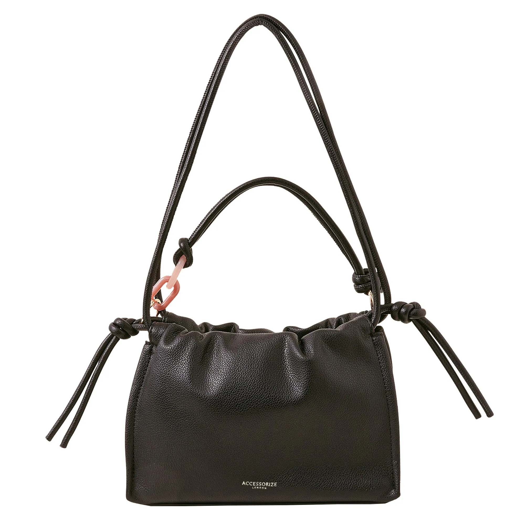 Accessorize London Women's Black Ruched Small Shoulder Bag