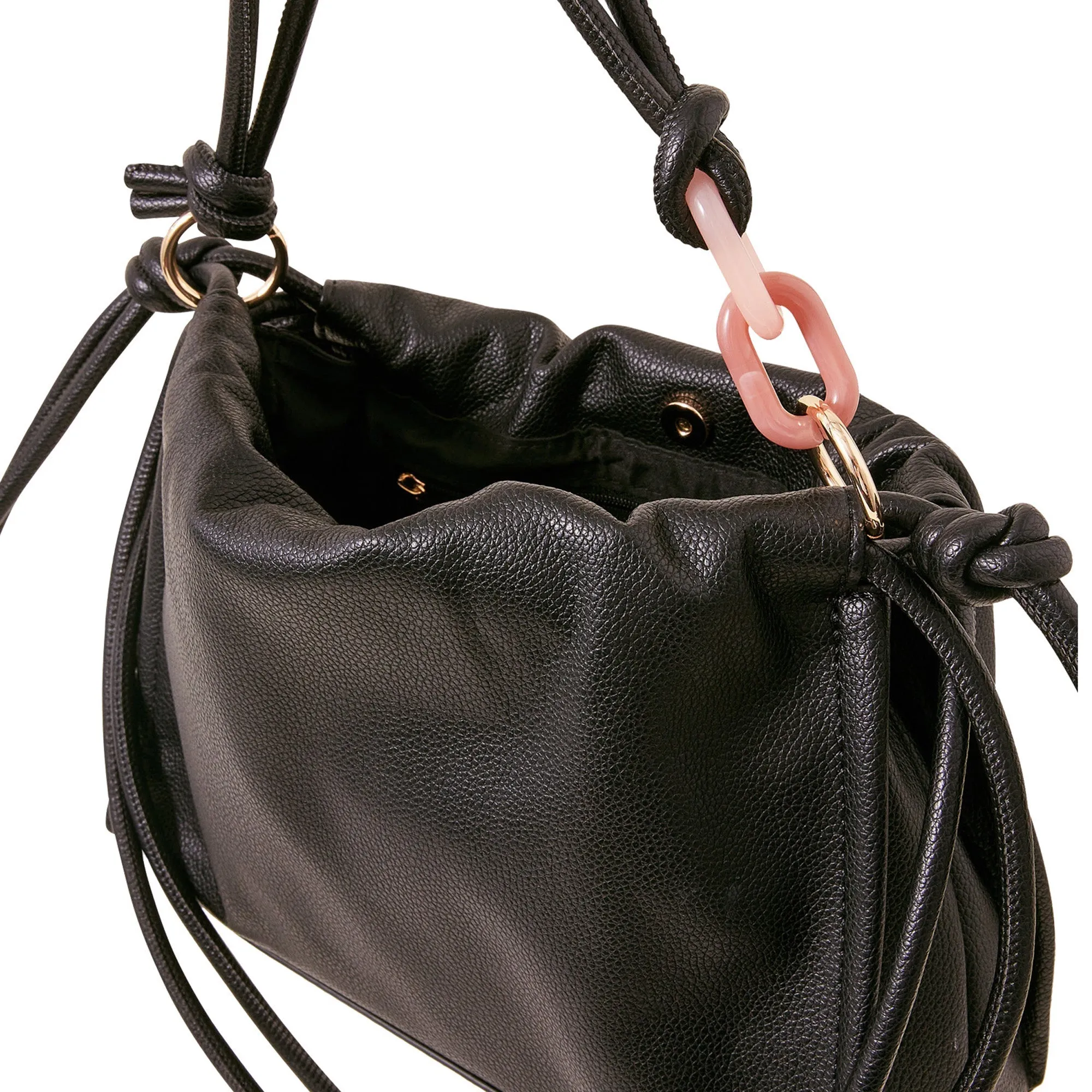 Accessorize London Women's Black Ruched Small Shoulder Bag