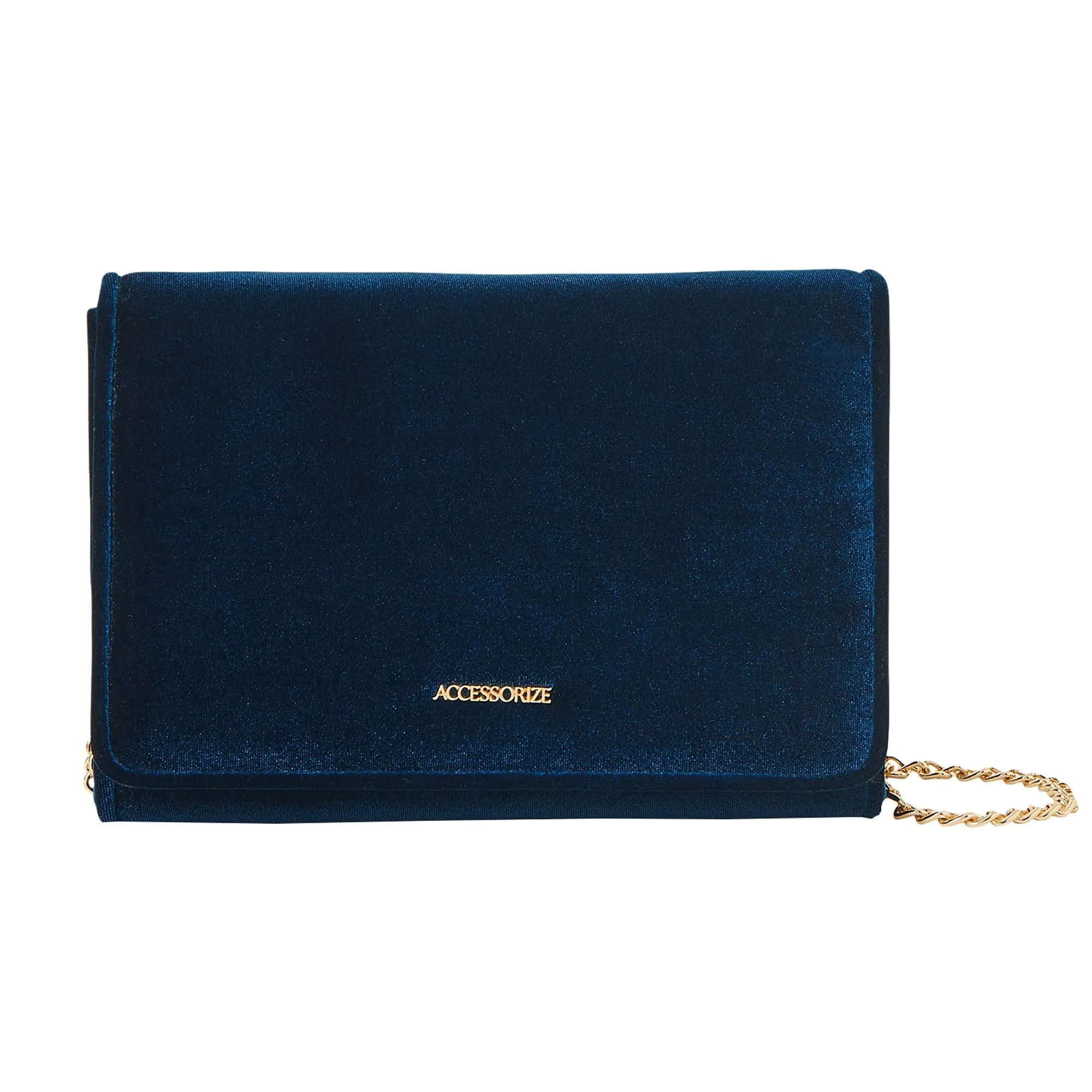 Accessorize London Women's Teal Velvet Cross Body Bag