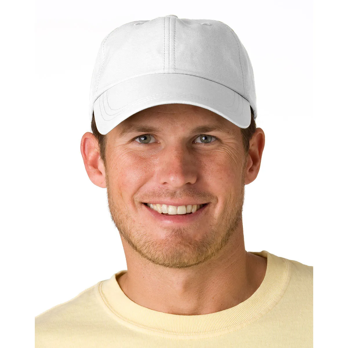 Adams Men's White 6-Panel UV Low-Profile Cap with Elongated Bill