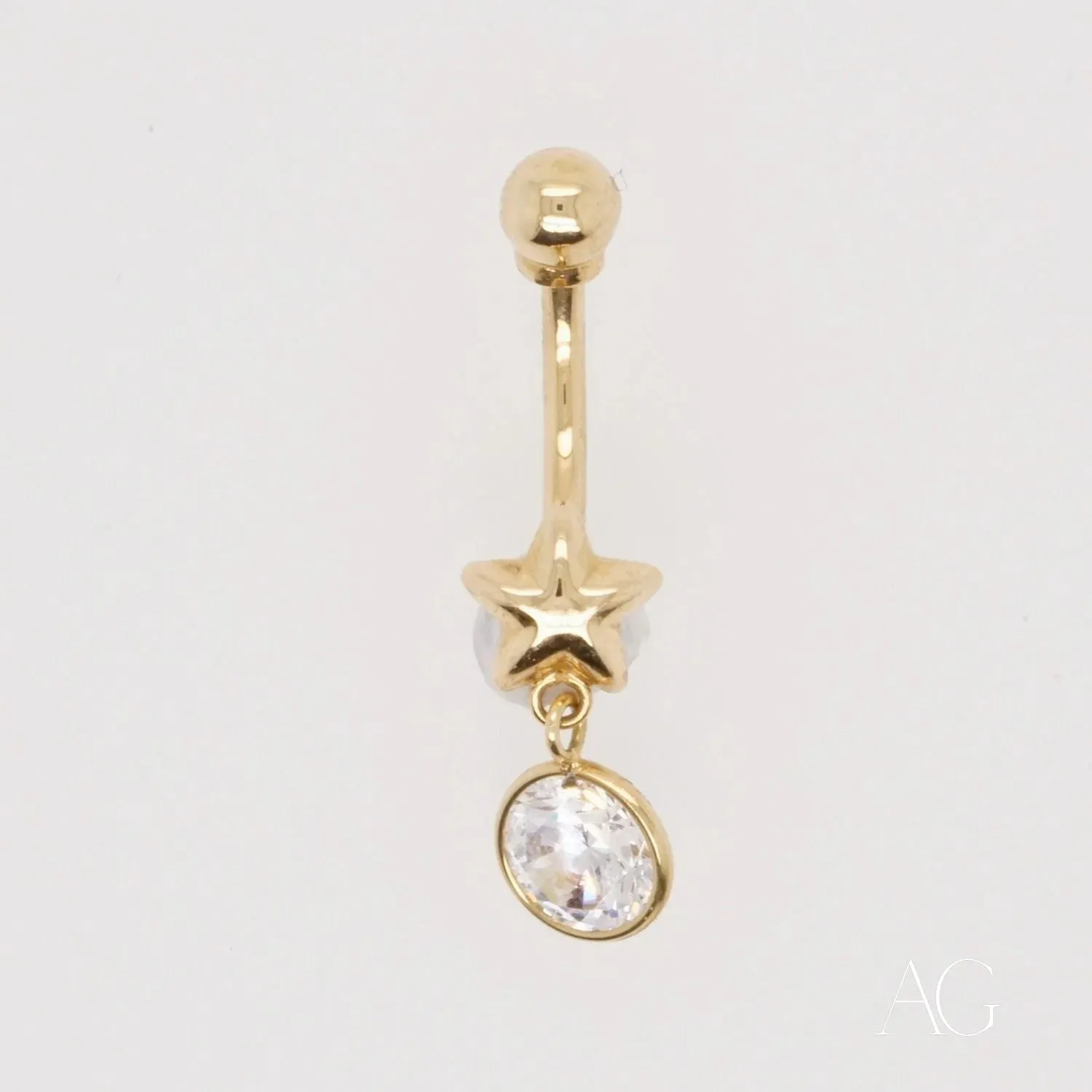 Art Gold 18k Gold Bellybutton Piercing with Cubic Zirconia