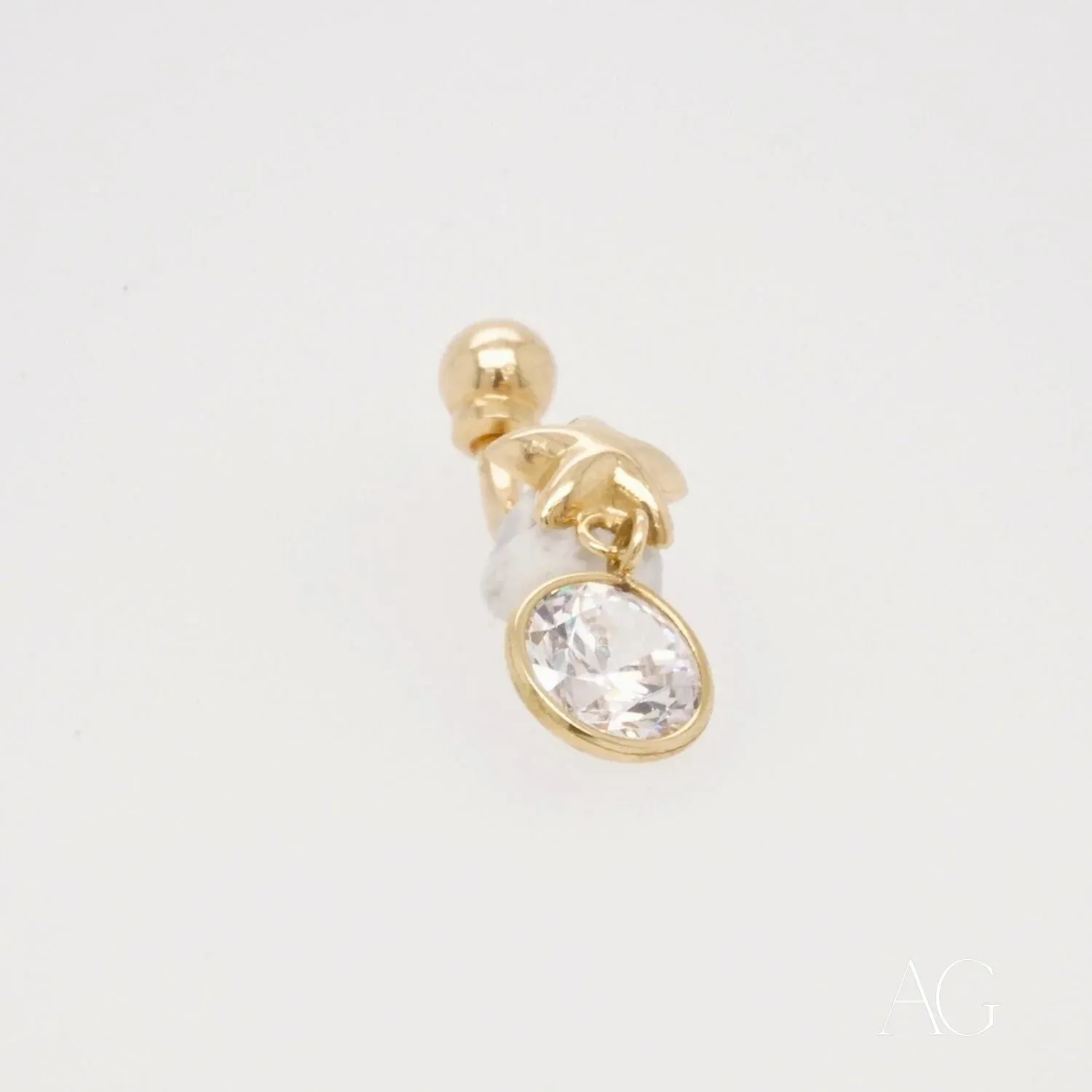 Art Gold 18k Gold Bellybutton Piercing with Cubic Zirconia