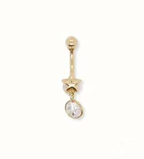 Art Gold 18k Gold Bellybutton Piercing with Cubic Zirconia