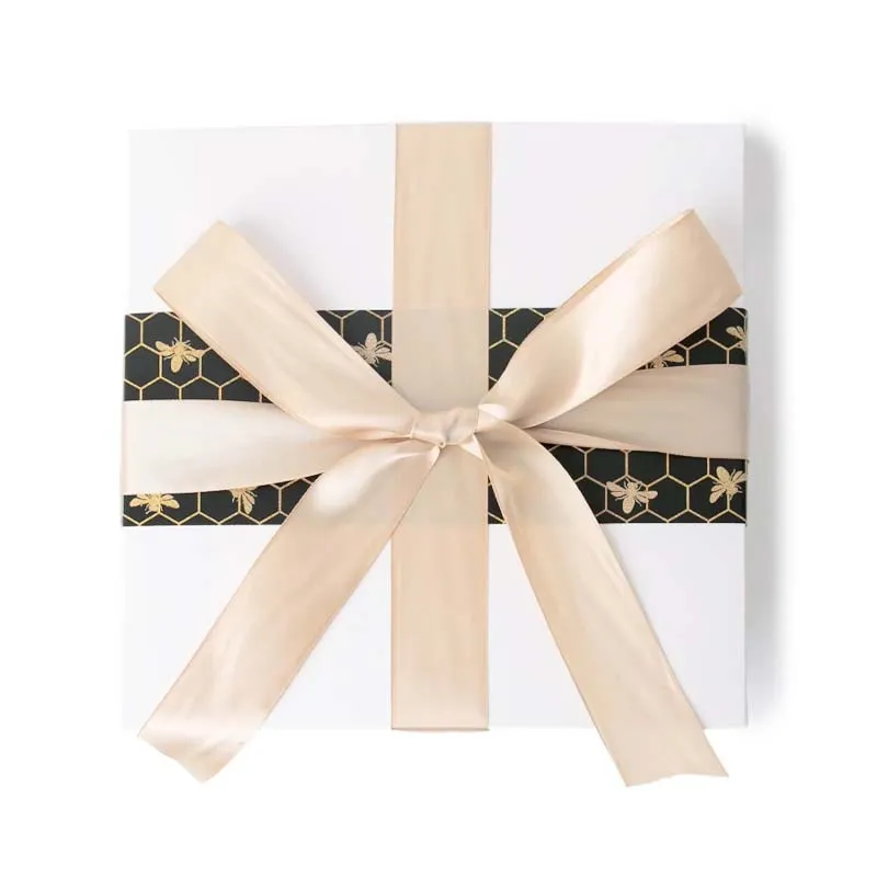 BELLE & BLUSH GIFT BAR | Buzzing Bees on Black - Gold Ribbon