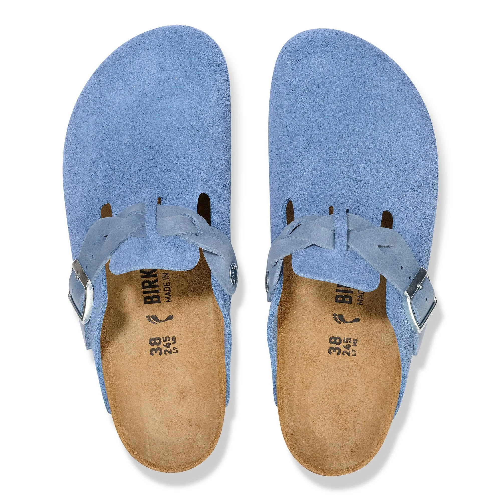 BIRKENSTOCK BOSTON BRAIDED SUEDE LEATHER BLUE