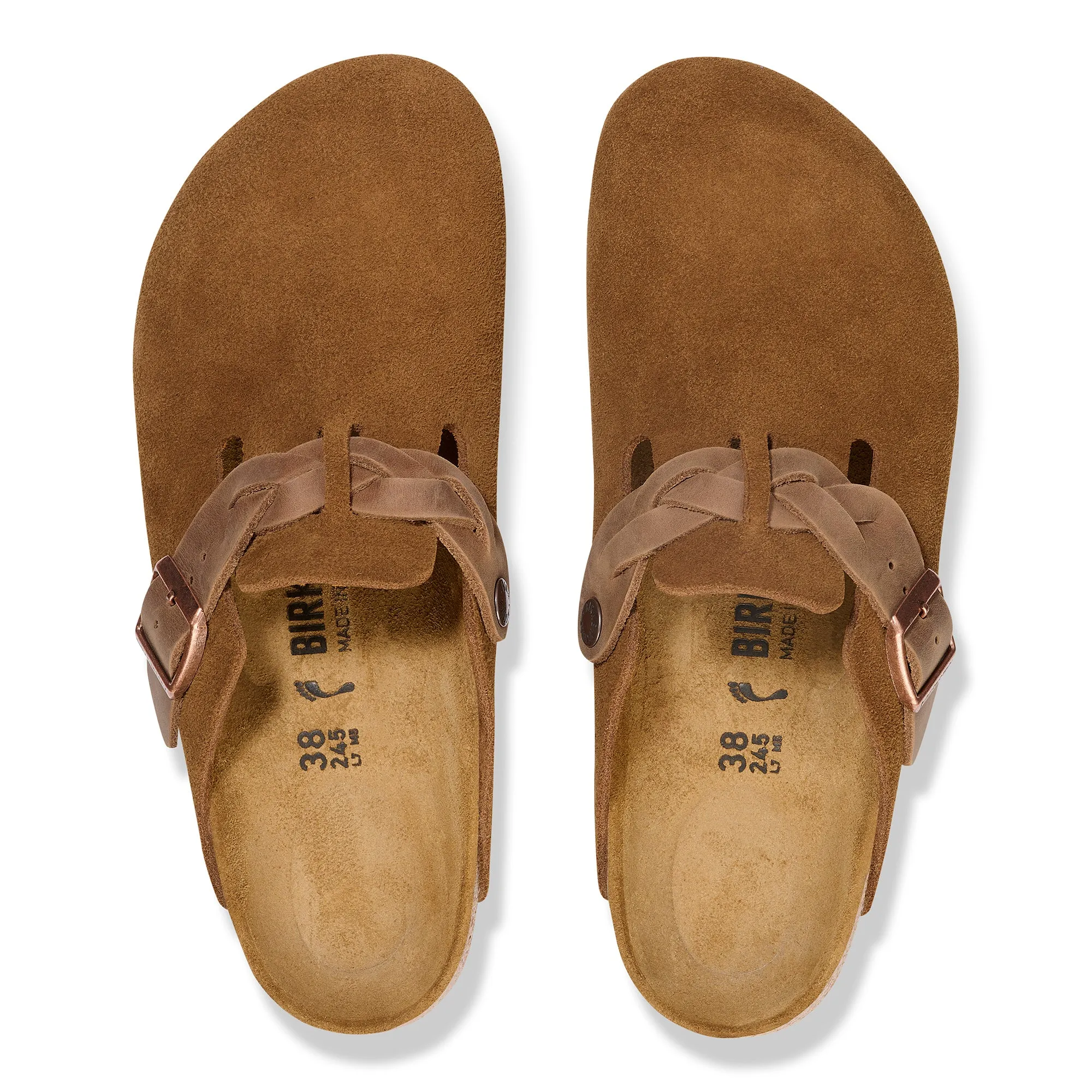 BIRKENSTOCK BOSTON BRAIDED SUEDE LEATHER BROWN