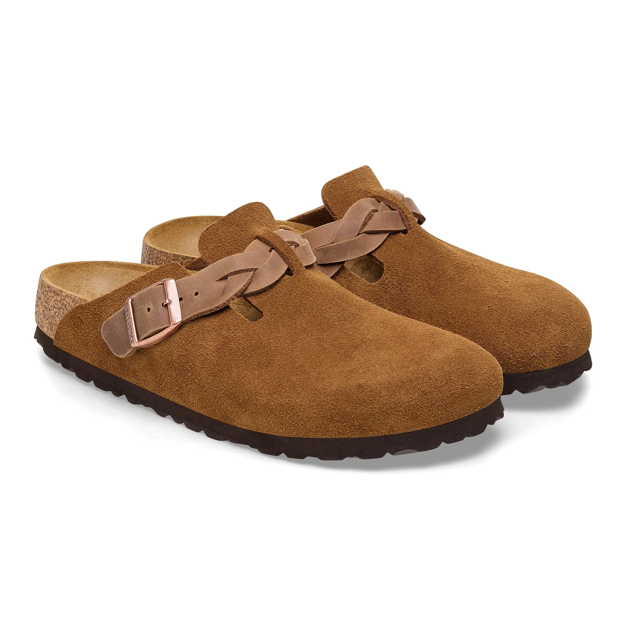 BIRKENSTOCK BOSTON BRAIDED SUEDE LEATHER BROWN