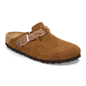 BIRKENSTOCK BOSTON BRAIDED SUEDE LEATHER BROWN