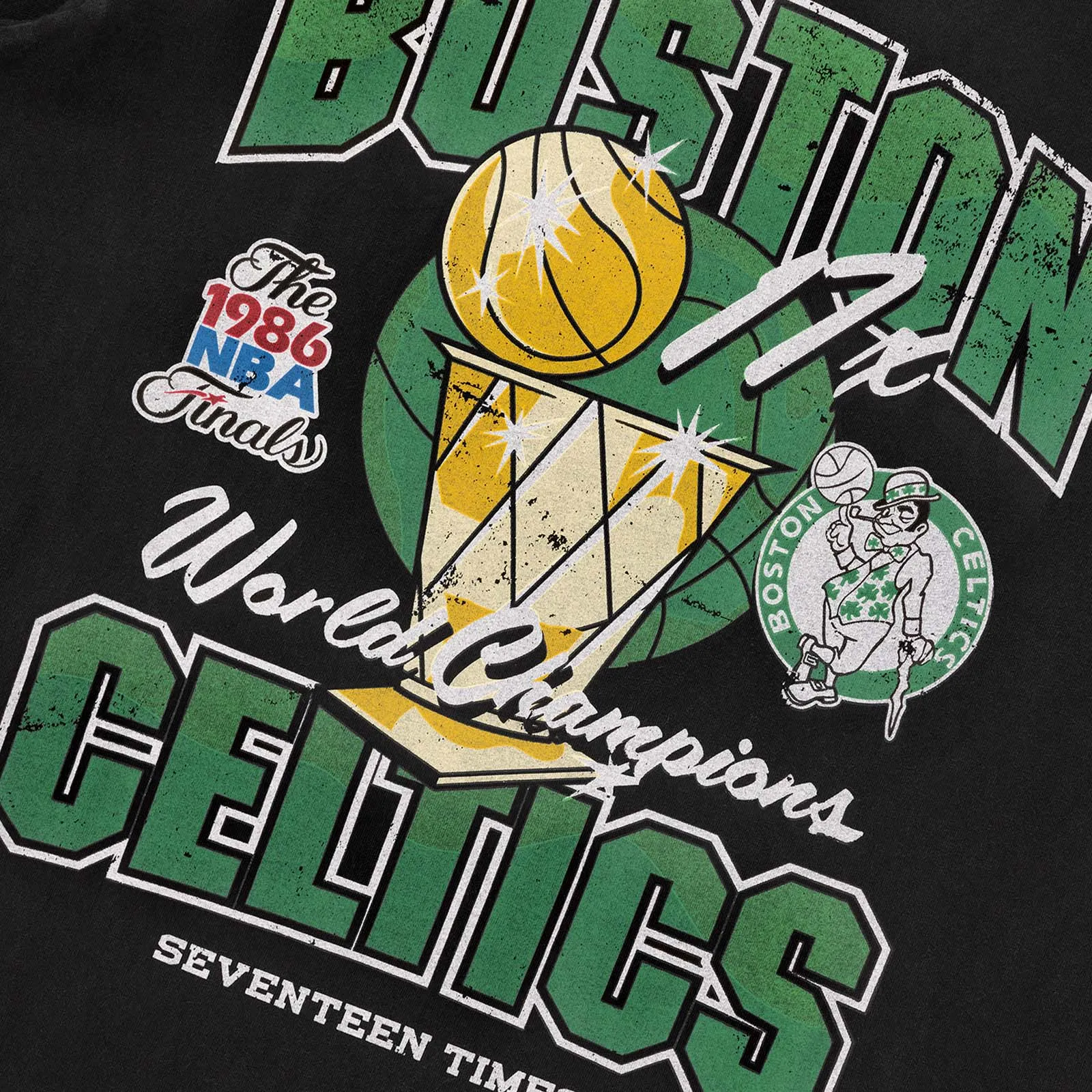 Boston Celtics Champ History Vintage Tee - Faded Black