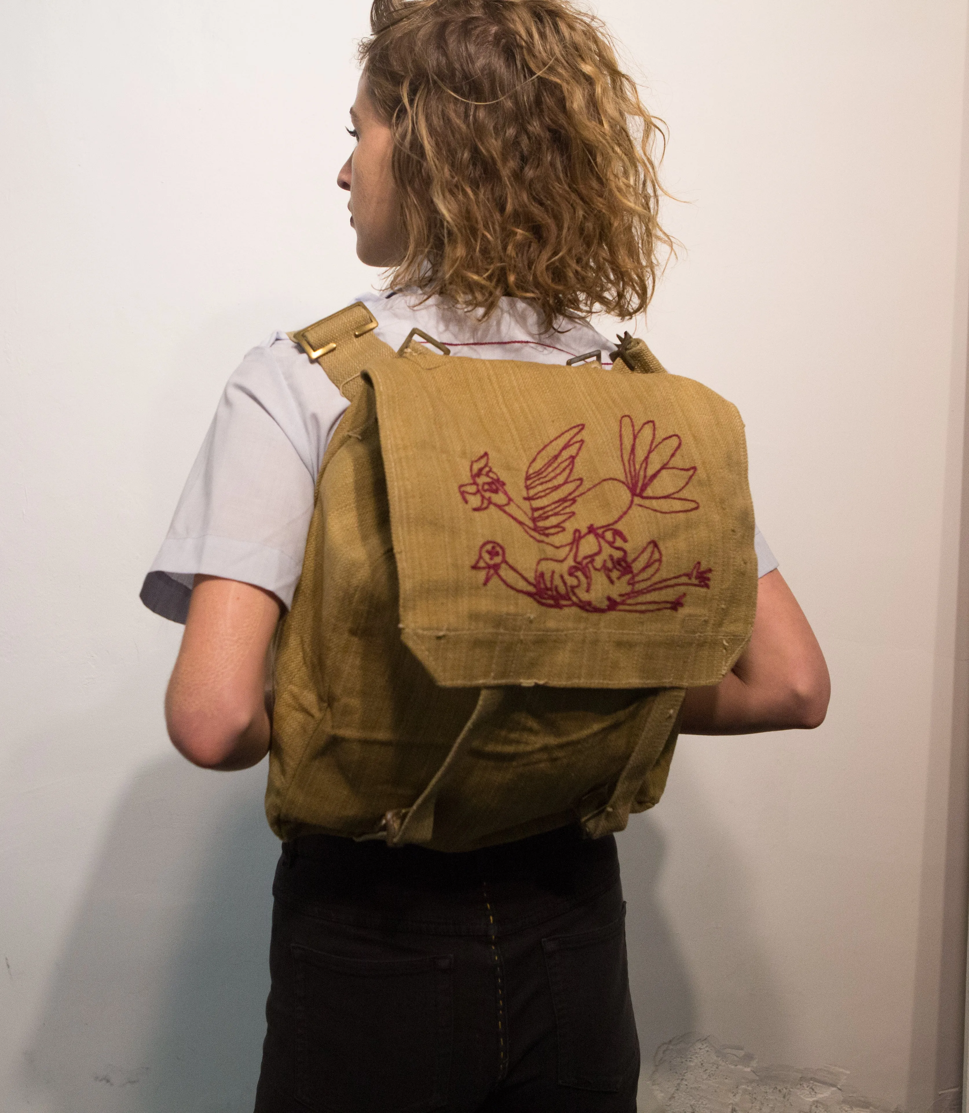 British canvas backpack: attack birds