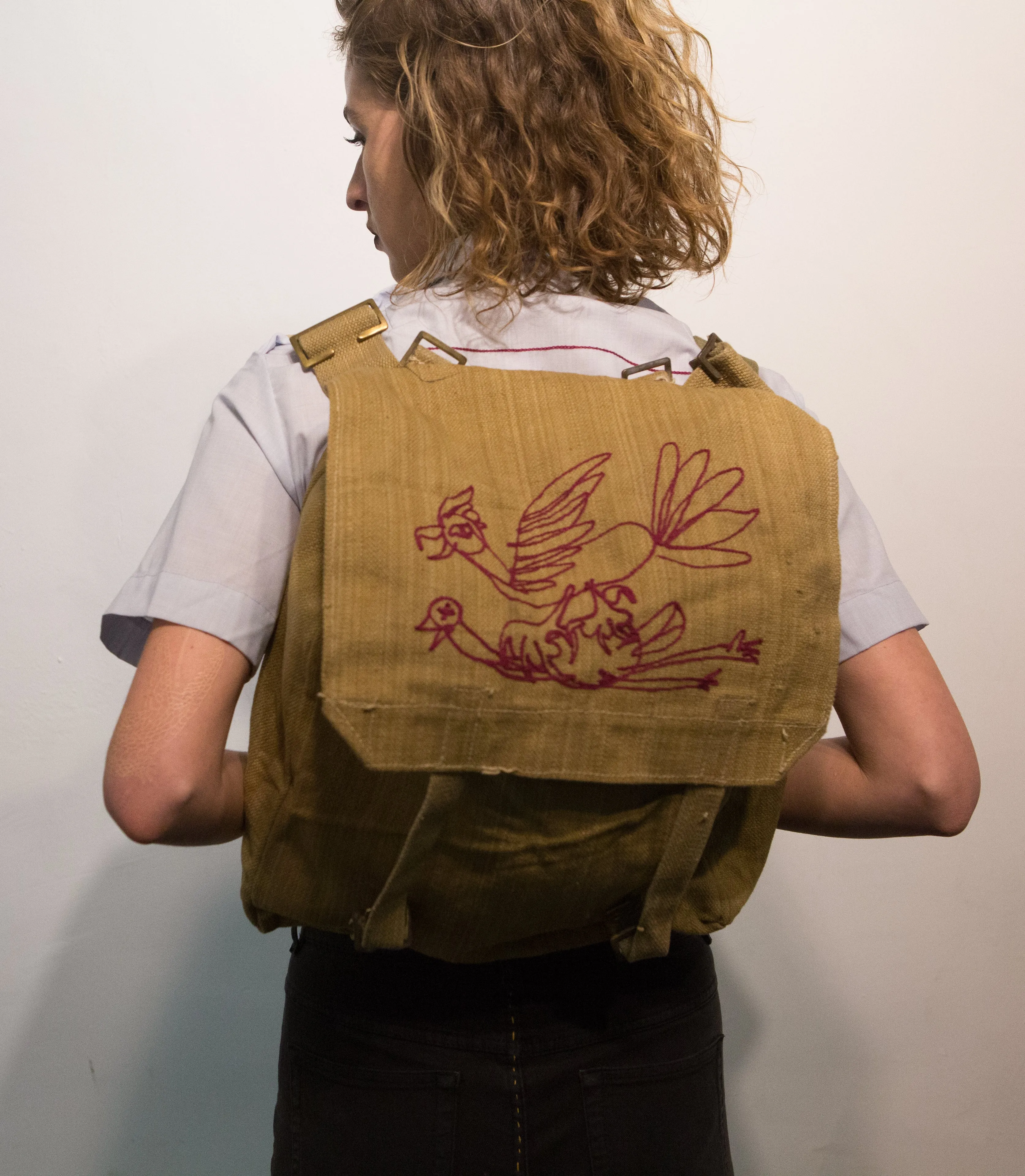 British canvas backpack: attack birds