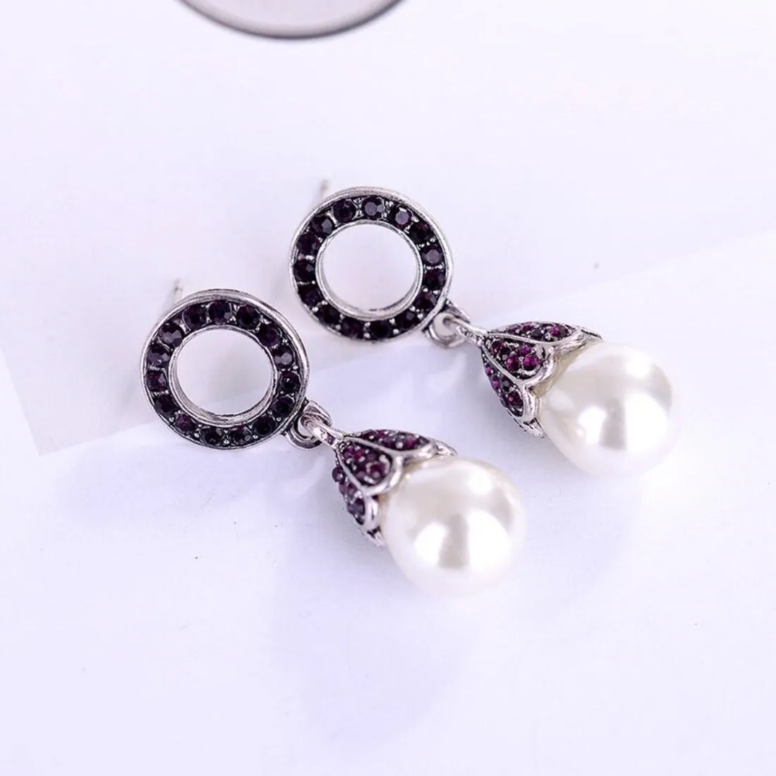 Crystal Bali Styled Pearl Drop and Dangle earring - 2 Colors