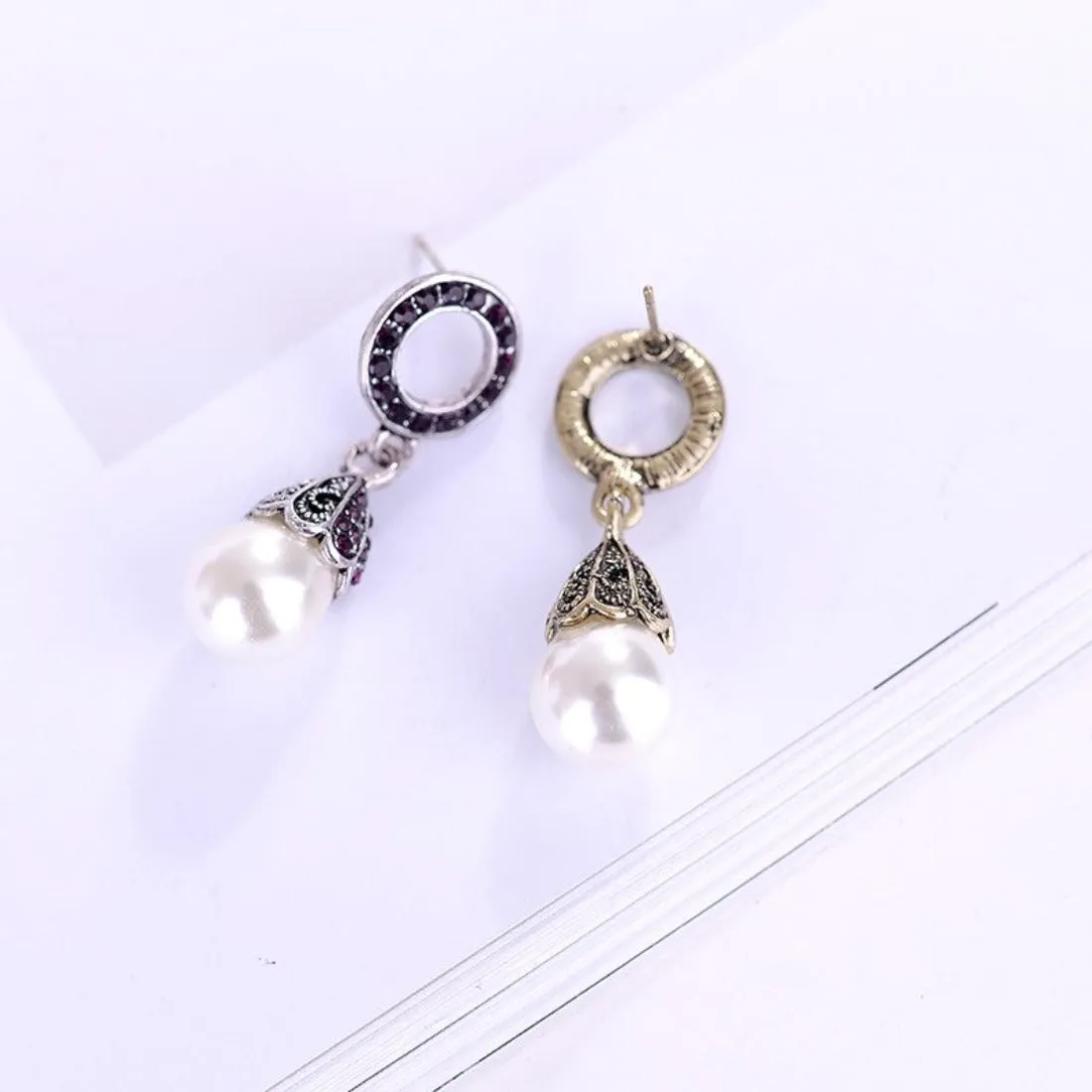 Crystal Bali Styled Pearl Drop and Dangle earring - 2 Colors