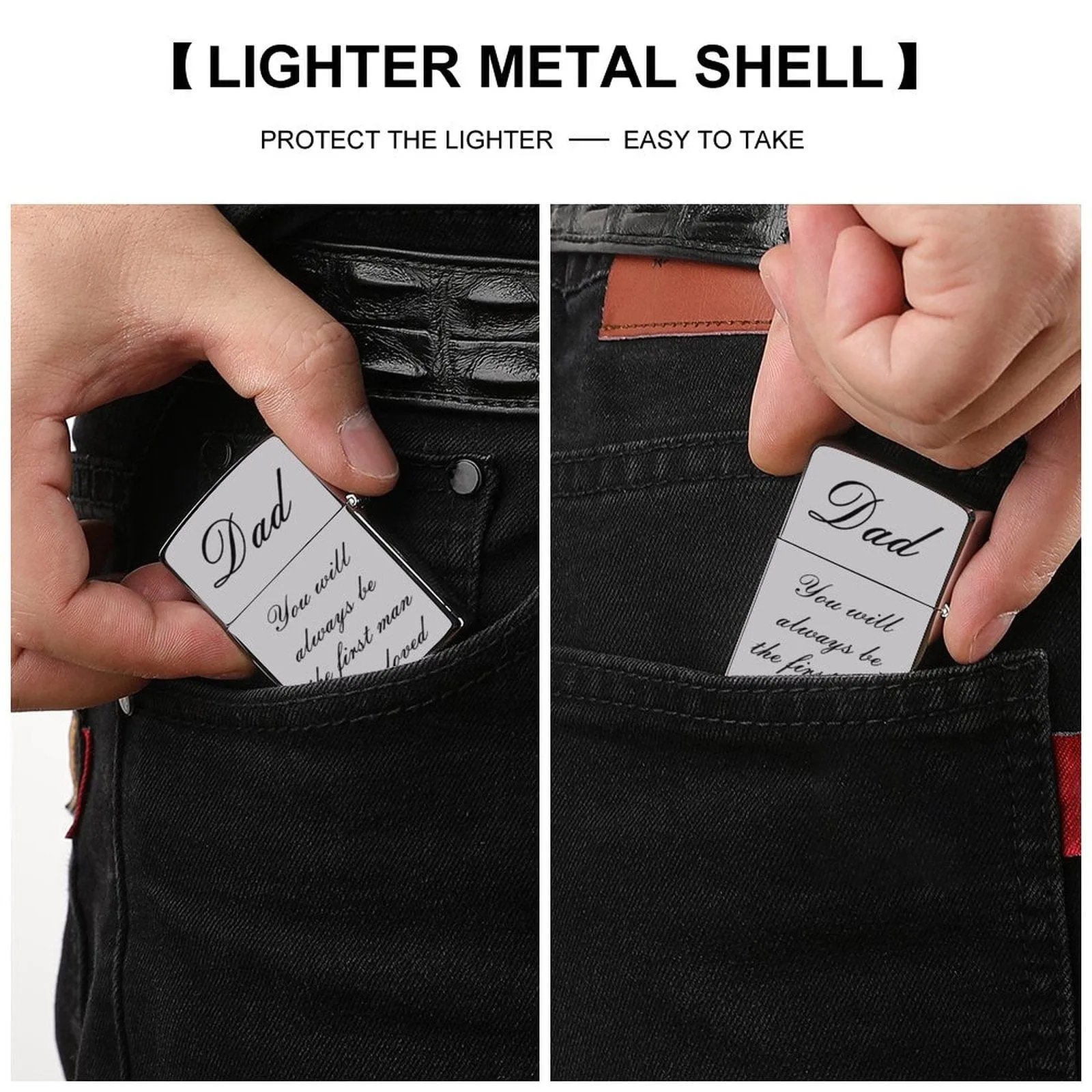 Custom Text Metal Single-Sided Printing Lighter Housing Personalized Lighter Case Father's Day Gift