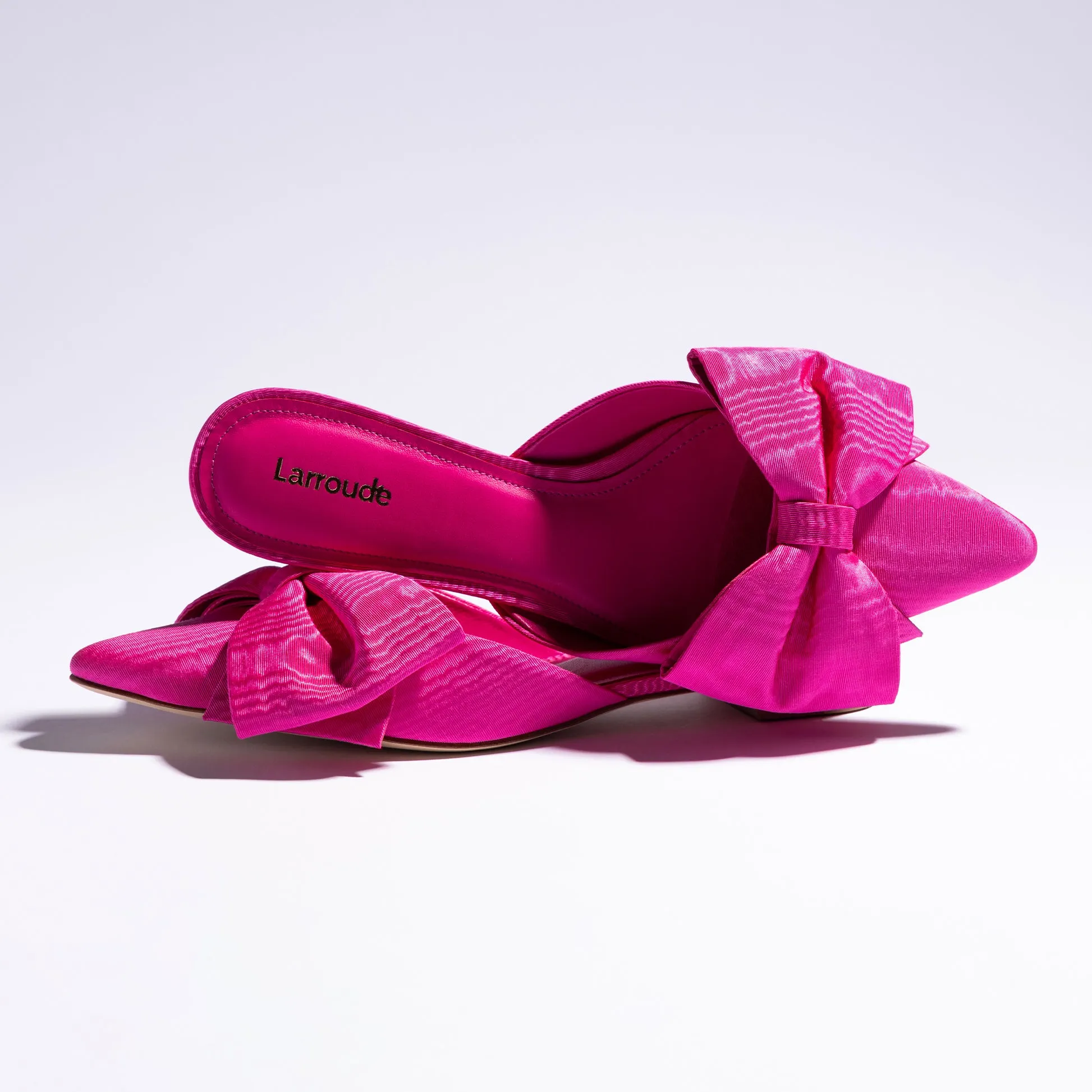 Elle Flat Mule In Magenta Fabric