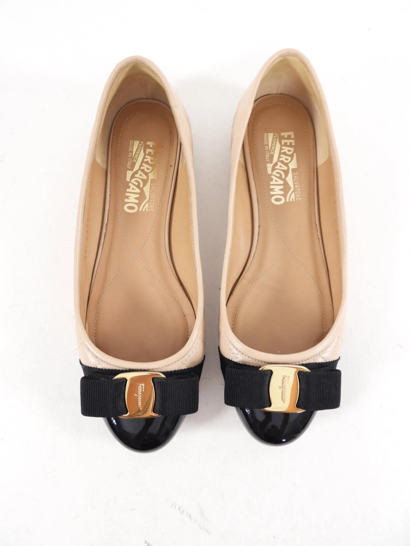 Ferragamo Varina Cap Toe Flats - 7B