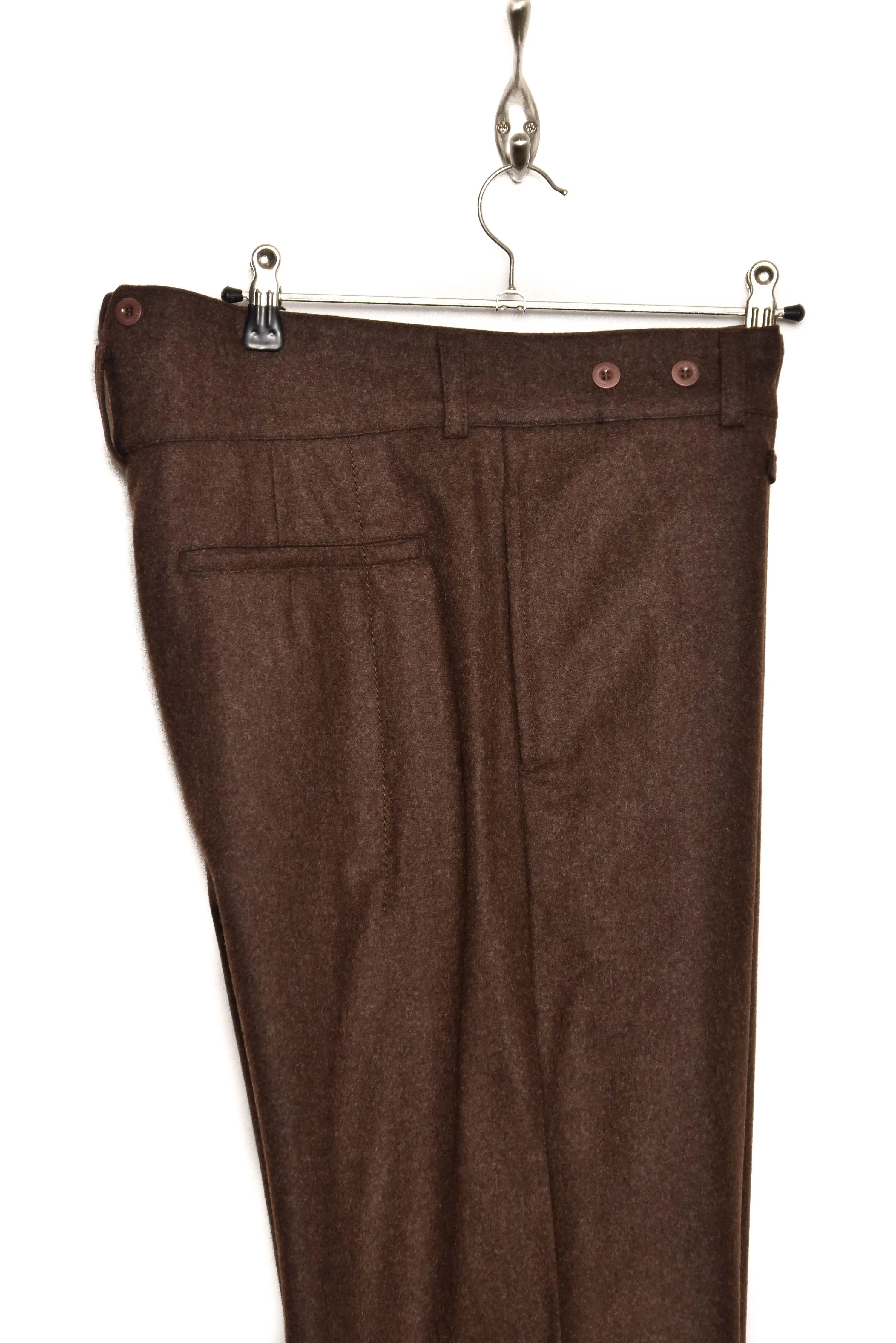 Frank Leder Chocolate Brown Wool Loden Mens Trousers Style M007/03, Size 84