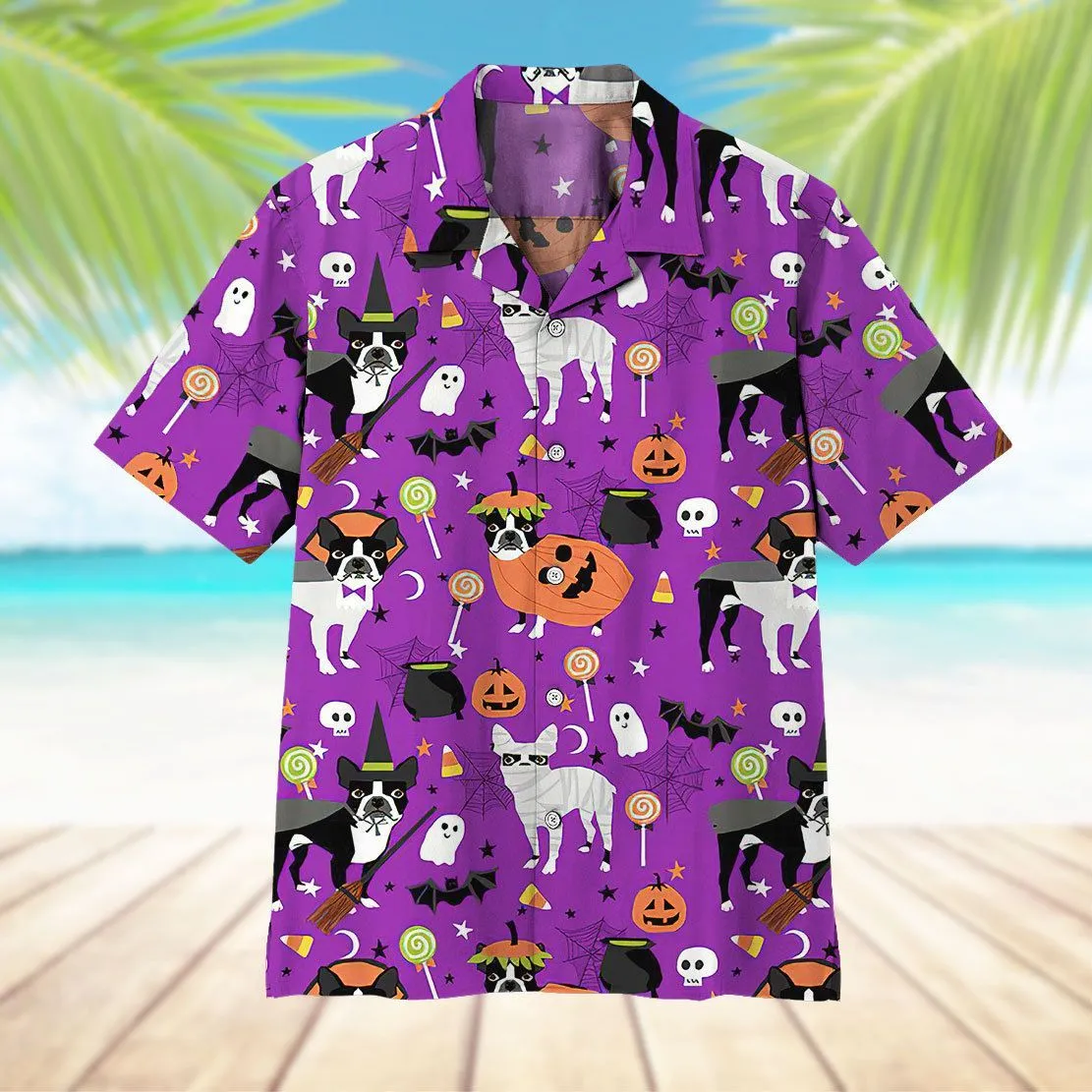 Gearhuman 3D Boston Terrier Halloween Hawaii Shirt