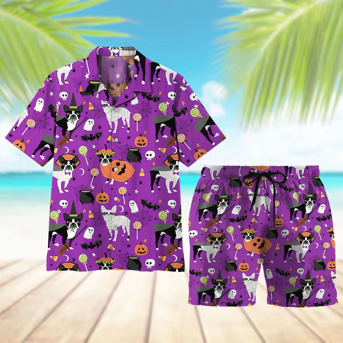 Gearhuman 3D Boston Terrier Halloween Hawaii Shirt