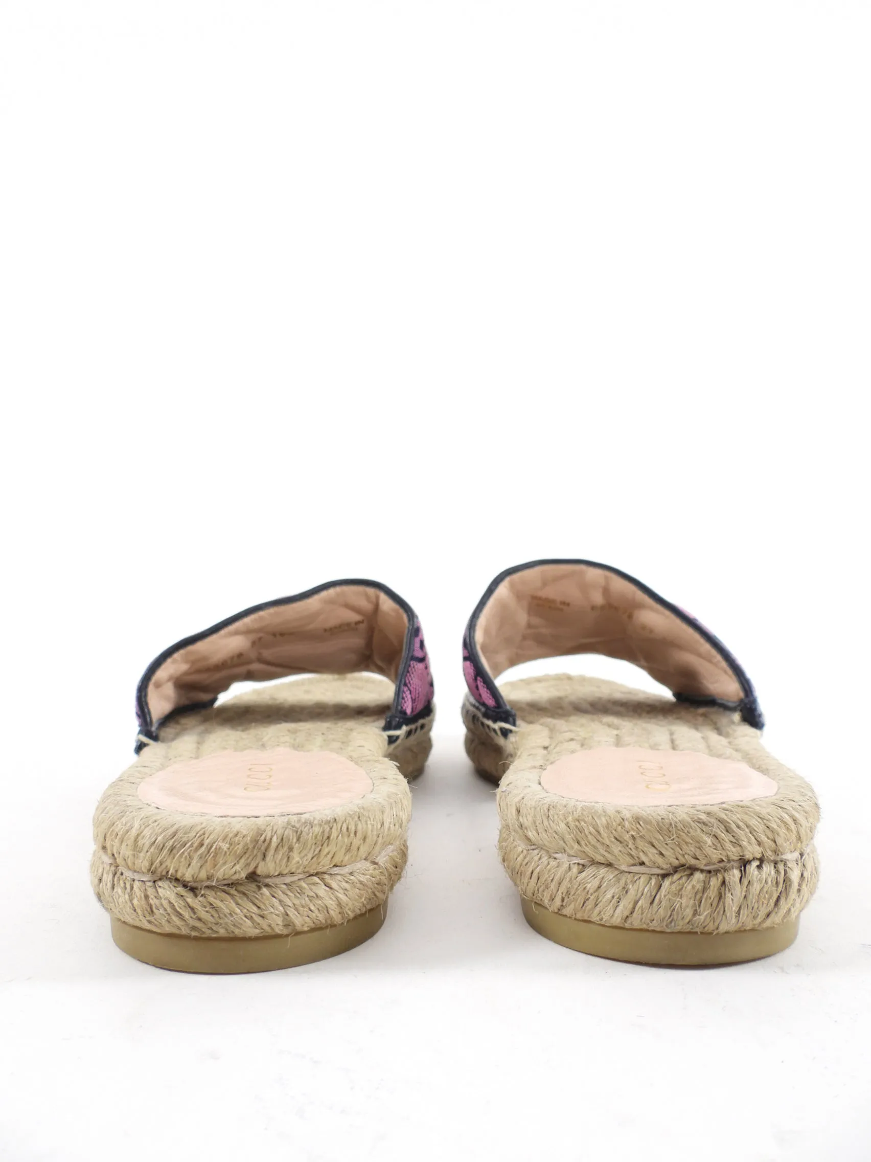 Gucci Pink Monogram Marmont Flat Espadrille Sandals - 37