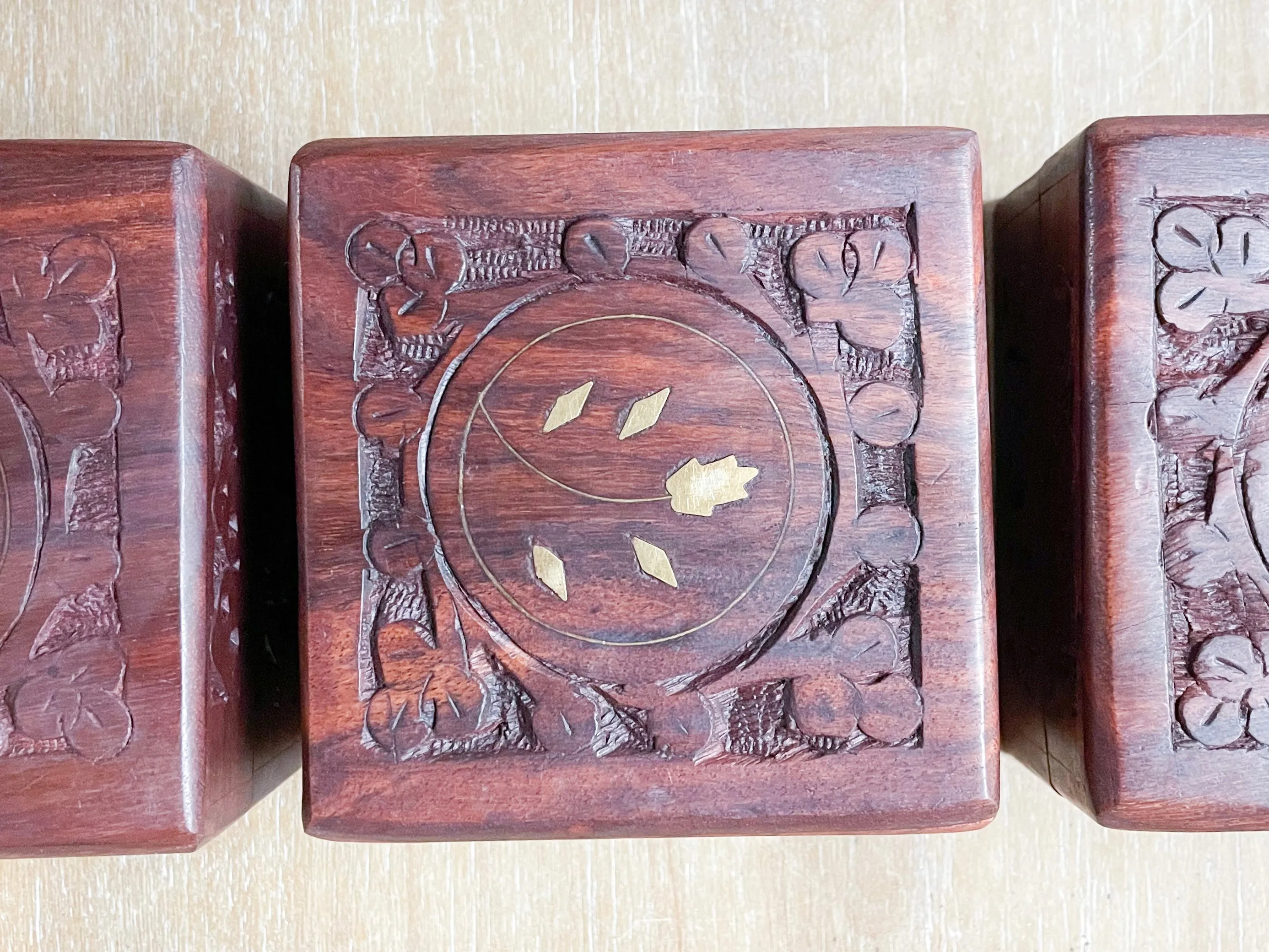 Inlay Carved Flower Wood Box