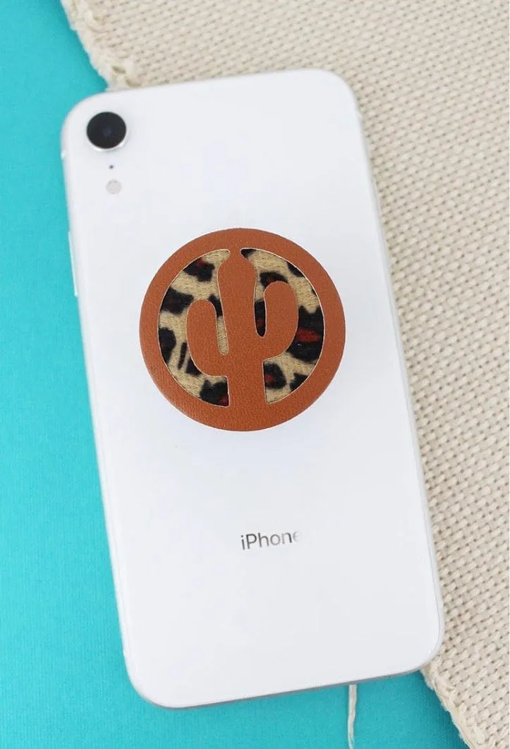 Leopard cactus phone grip cover