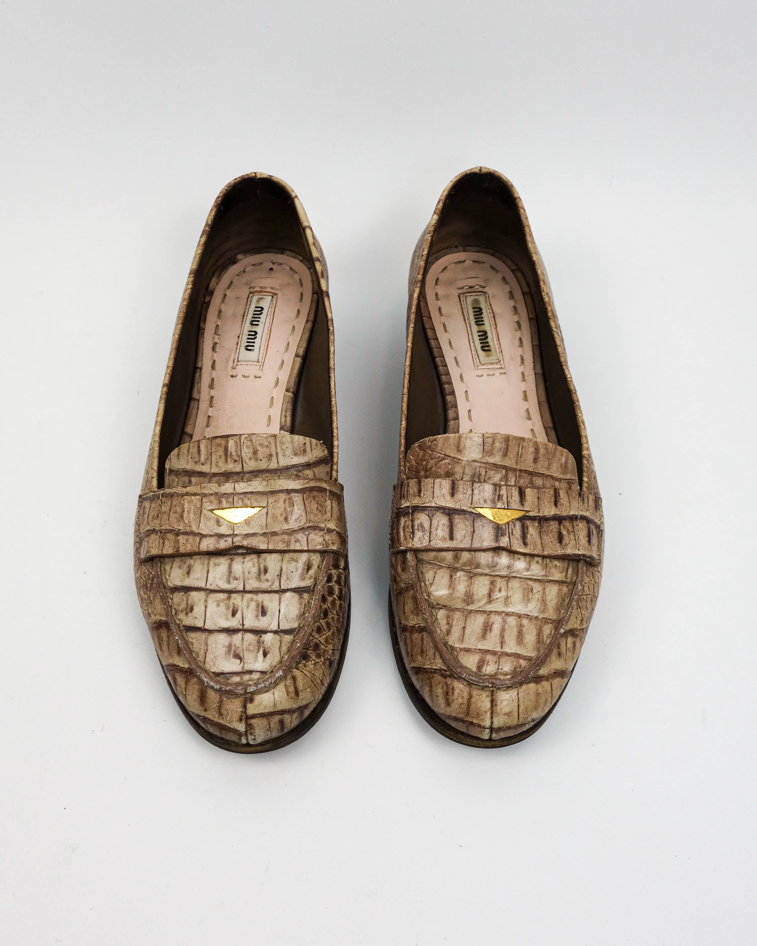 Miu Miu Cocodrile Texture Loafers 2000's