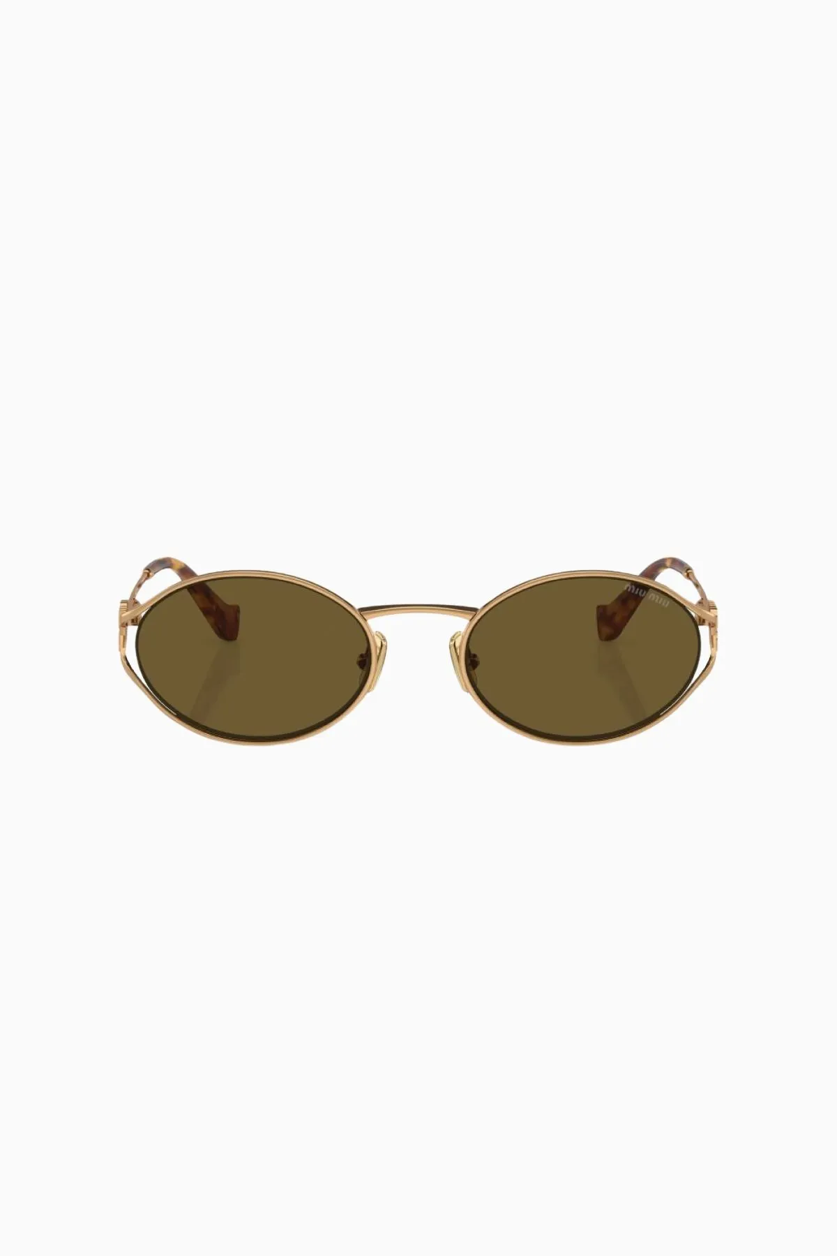 Miu Miu Oval Wire Framed Sunglasses - Brass Gold