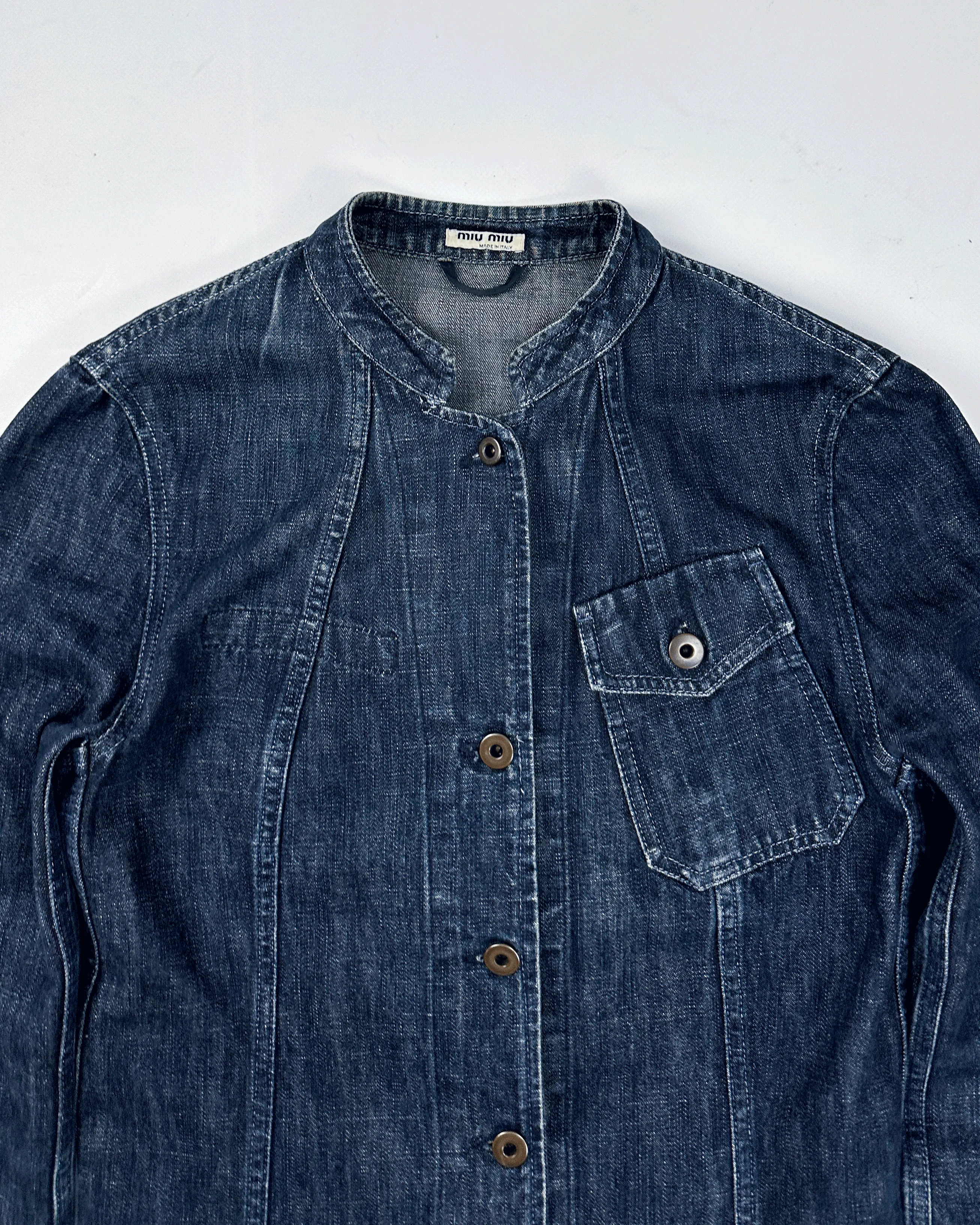 Miu Miu "Fiammato" Raw Denim Jacket 1990's