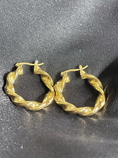 Pair Zeena Gold Color Hoop Earrings Jewelry For All Day Wear