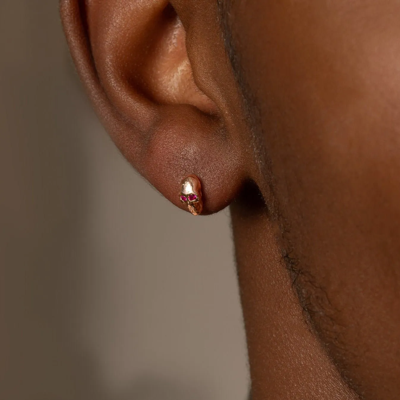 Pink Ruby Eye Skull Flat Back Stud