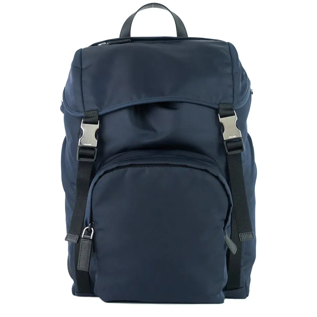 Prada Navy Nylon Double Medium Backpack