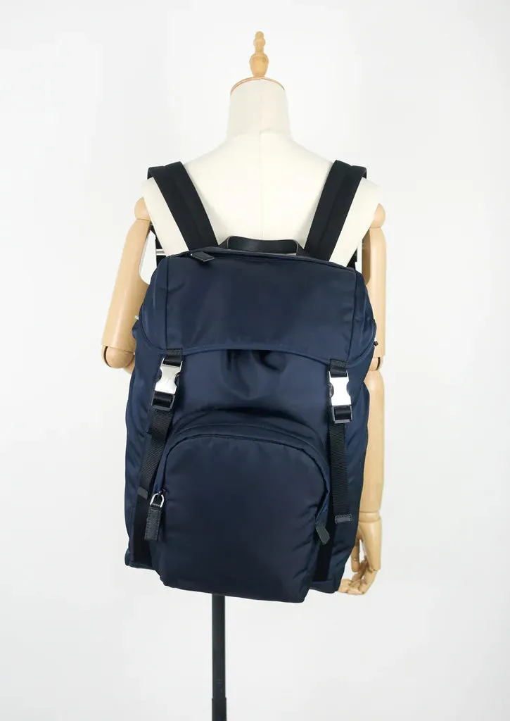 Prada Navy Nylon Double Medium Backpack