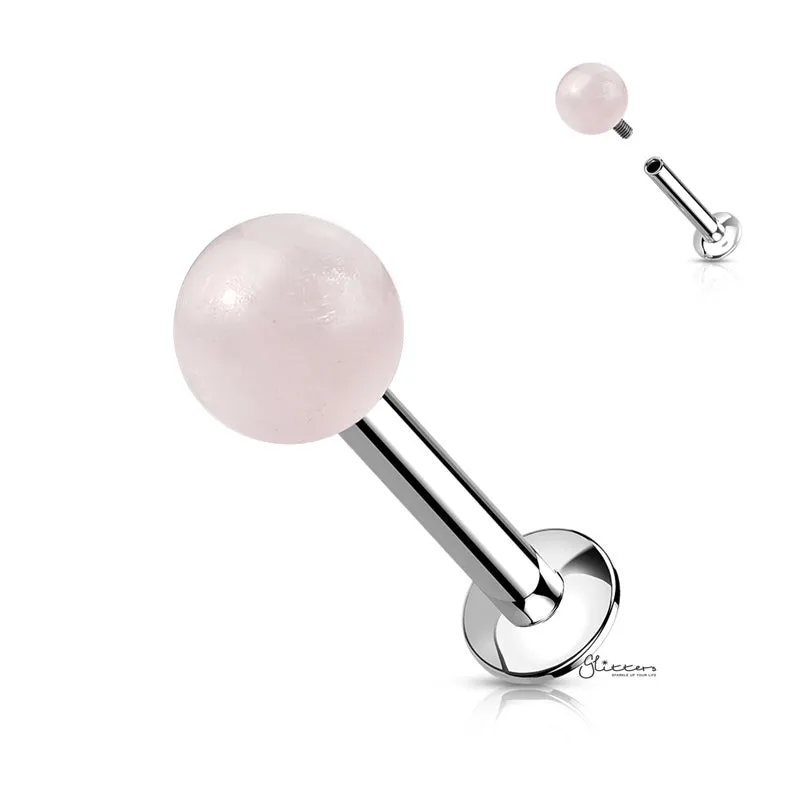 Rose Quartz Stone Internally Threaded Flat Back Stud