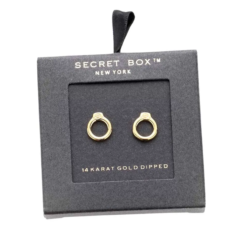 Secret Box 14K Gold Dipped Open Metal Stud Earrings