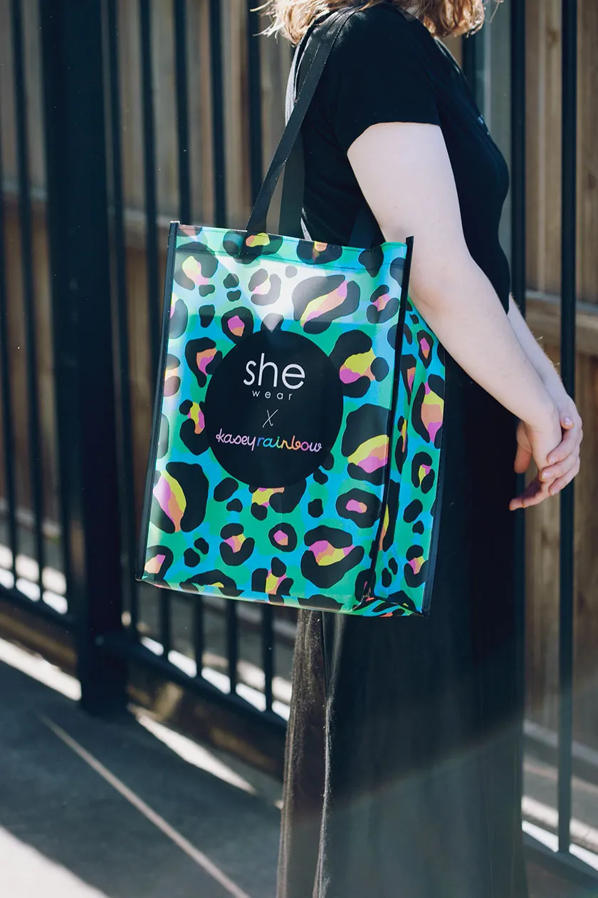 she wear x Kasey Rainbow reusable shopping bag