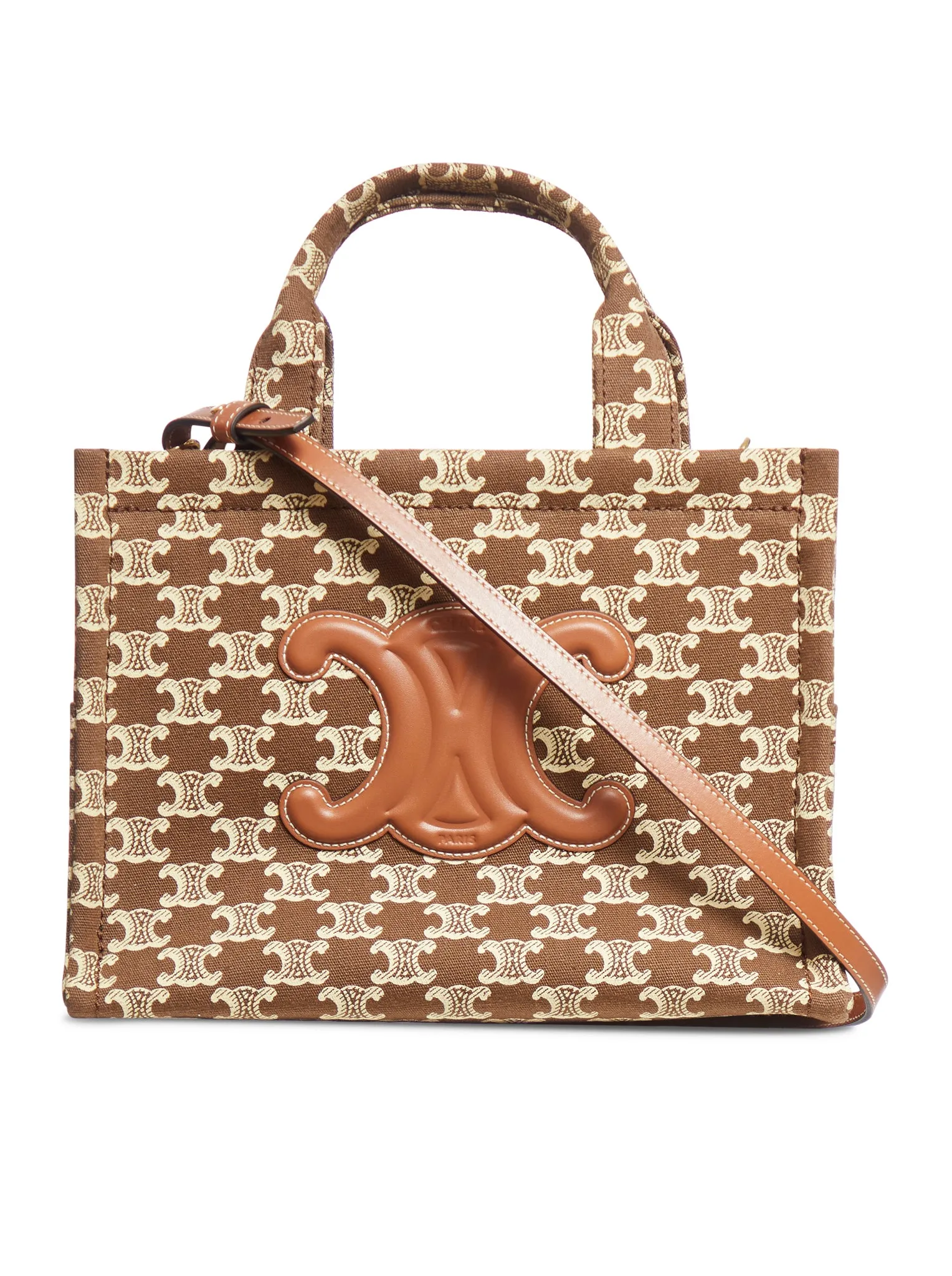 SMALL CABAS THAIS BAG IN BROWN TRIOMPHE FABRIC